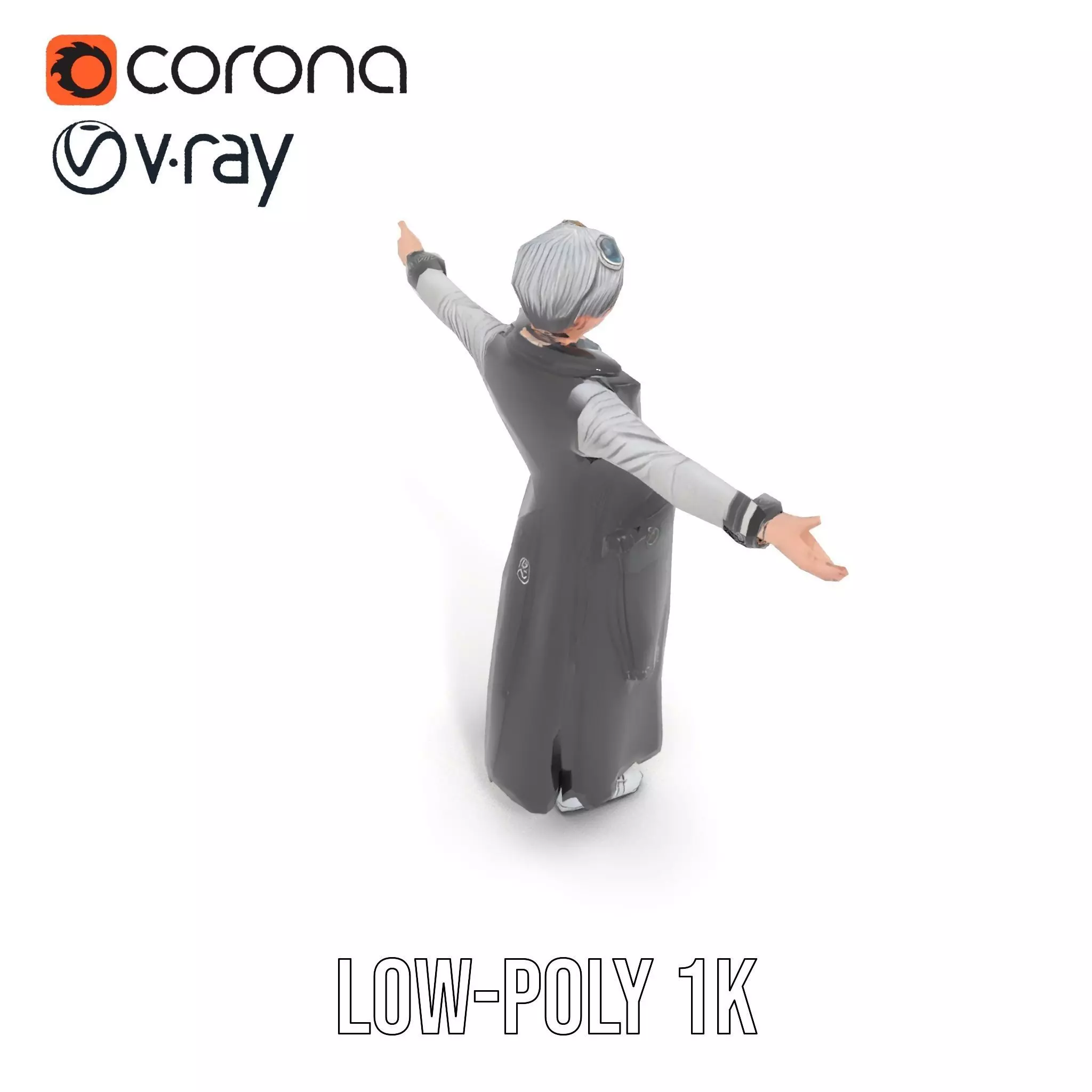 Steampunk Character Model Pack with Detailed Wardrobe Low-poly 3D model_14