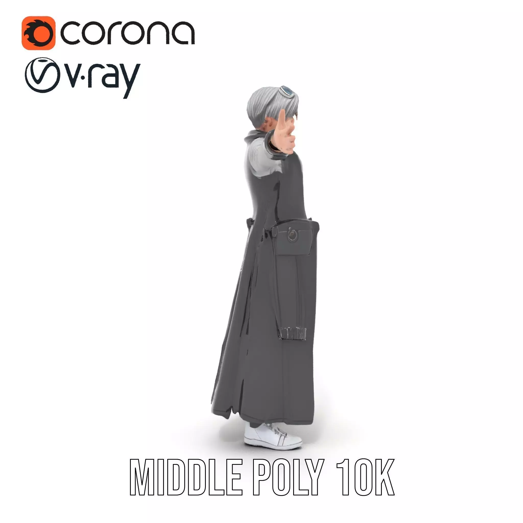 Steampunk Character Model Pack with Detailed Wardrobe Low-poly 3D model_13