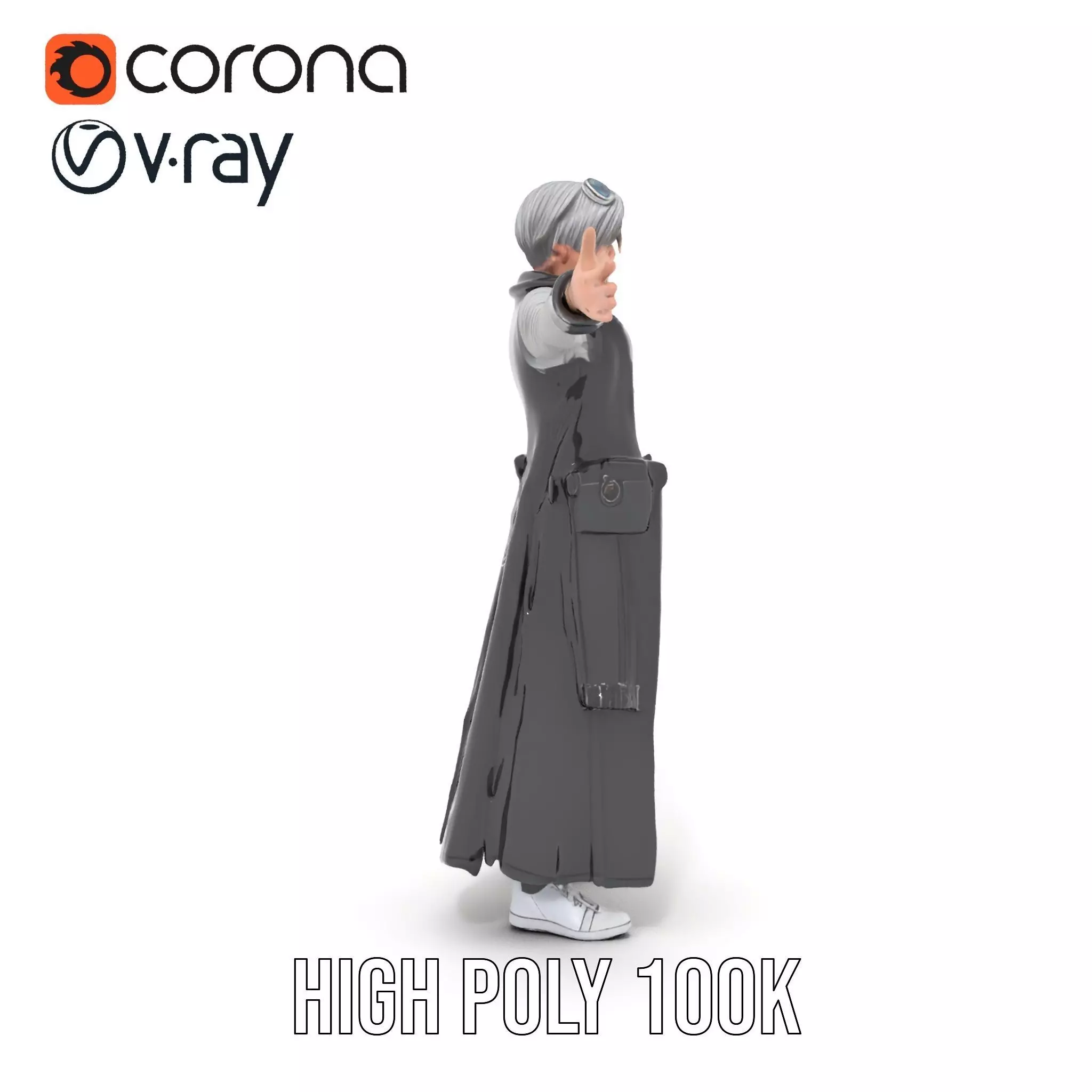 Steampunk Character Model Pack with Detailed Wardrobe Low-poly 3D model_29