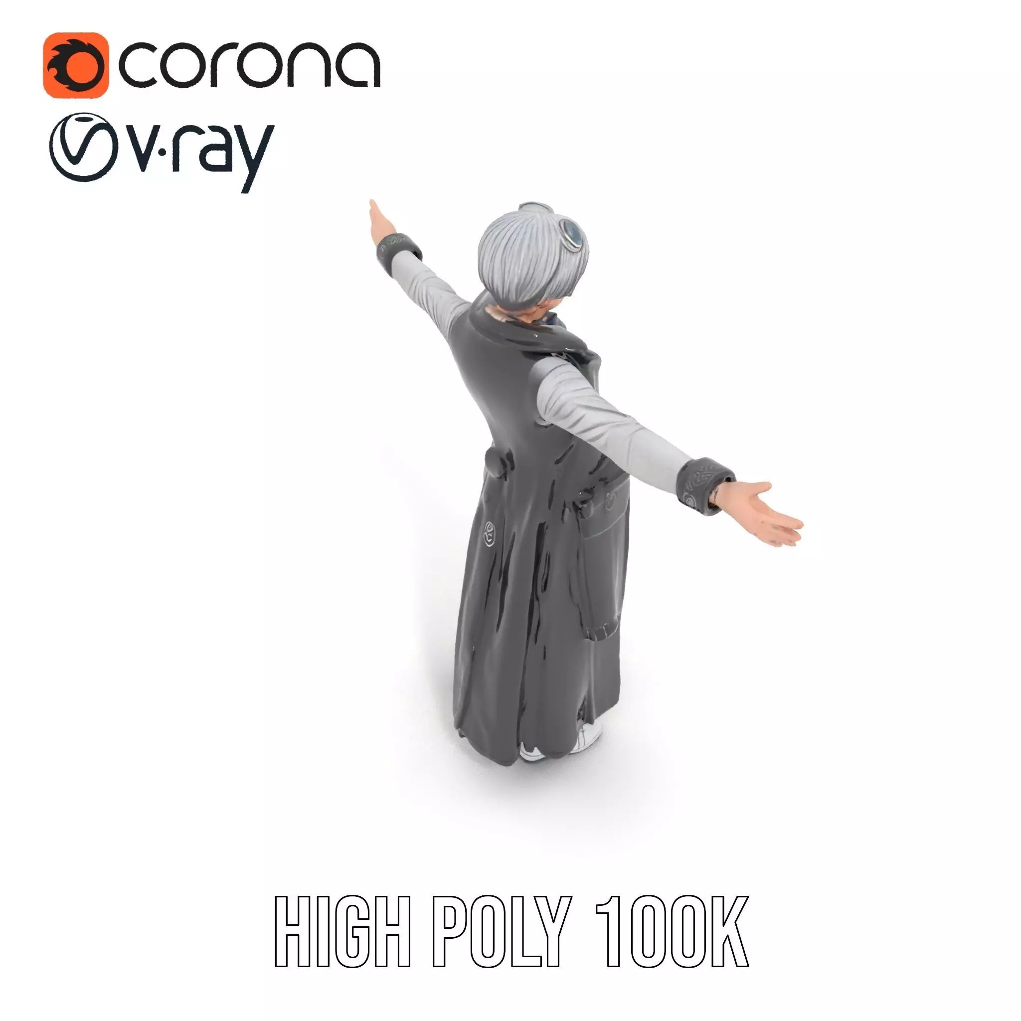 Steampunk Character Model Pack with Detailed Wardrobe Low-poly 3D model_10