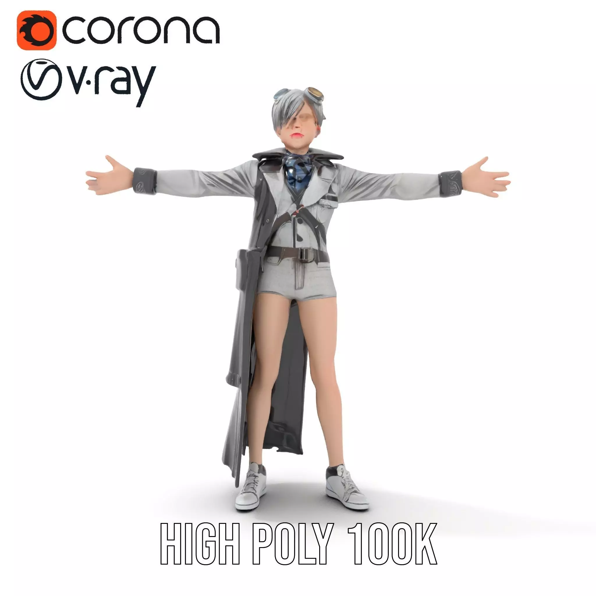 Steampunk Character Model Pack with Detailed Wardrobe Low-poly 3D model_18