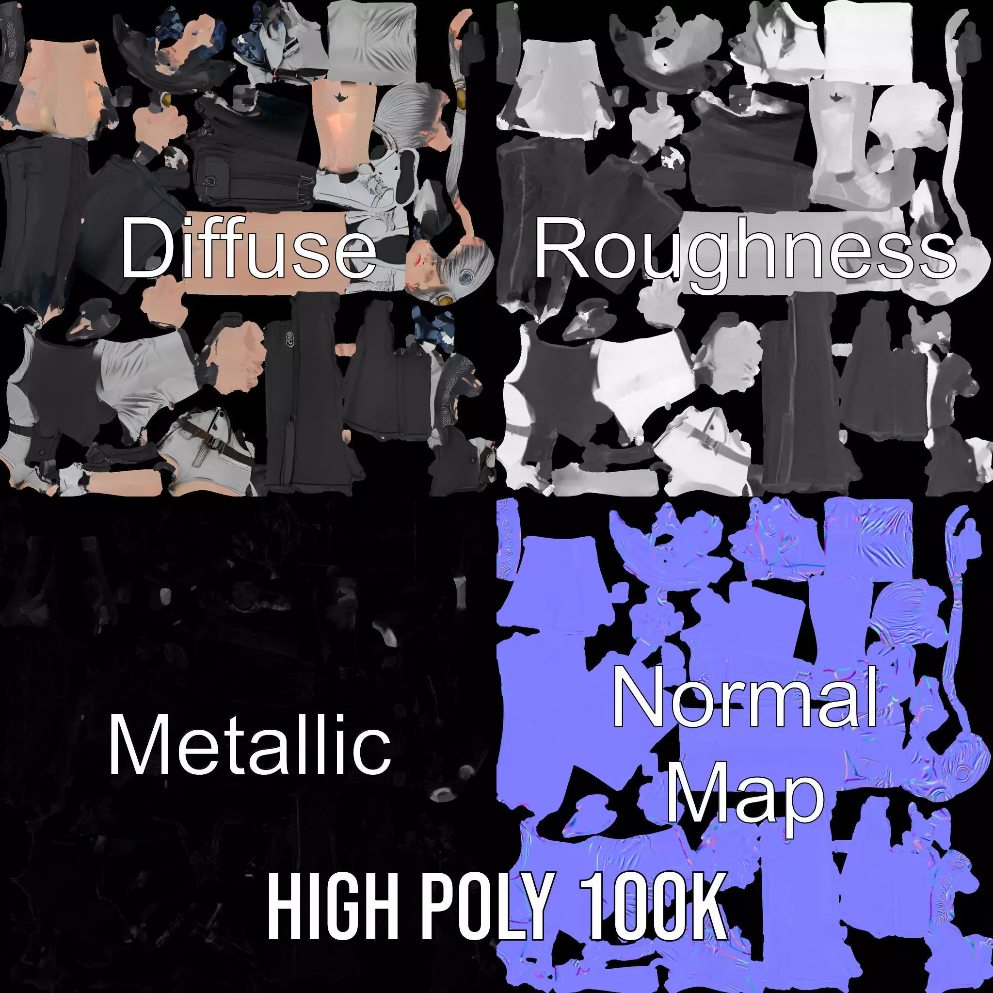 Steampunk Character Model Pack with Detailed Wardrobe Low-poly 3D model_4