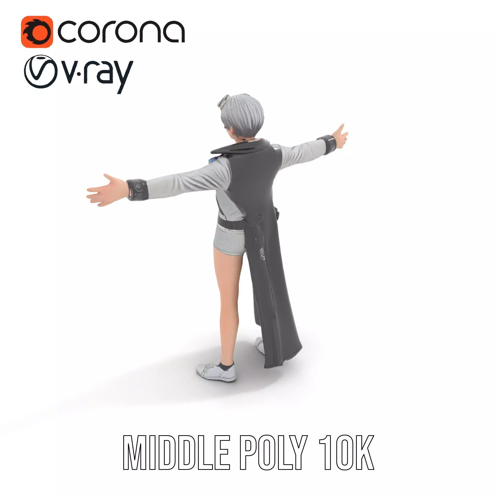 Steampunk Character Model Pack with Detailed Wardrobe Low-poly 3D model_7