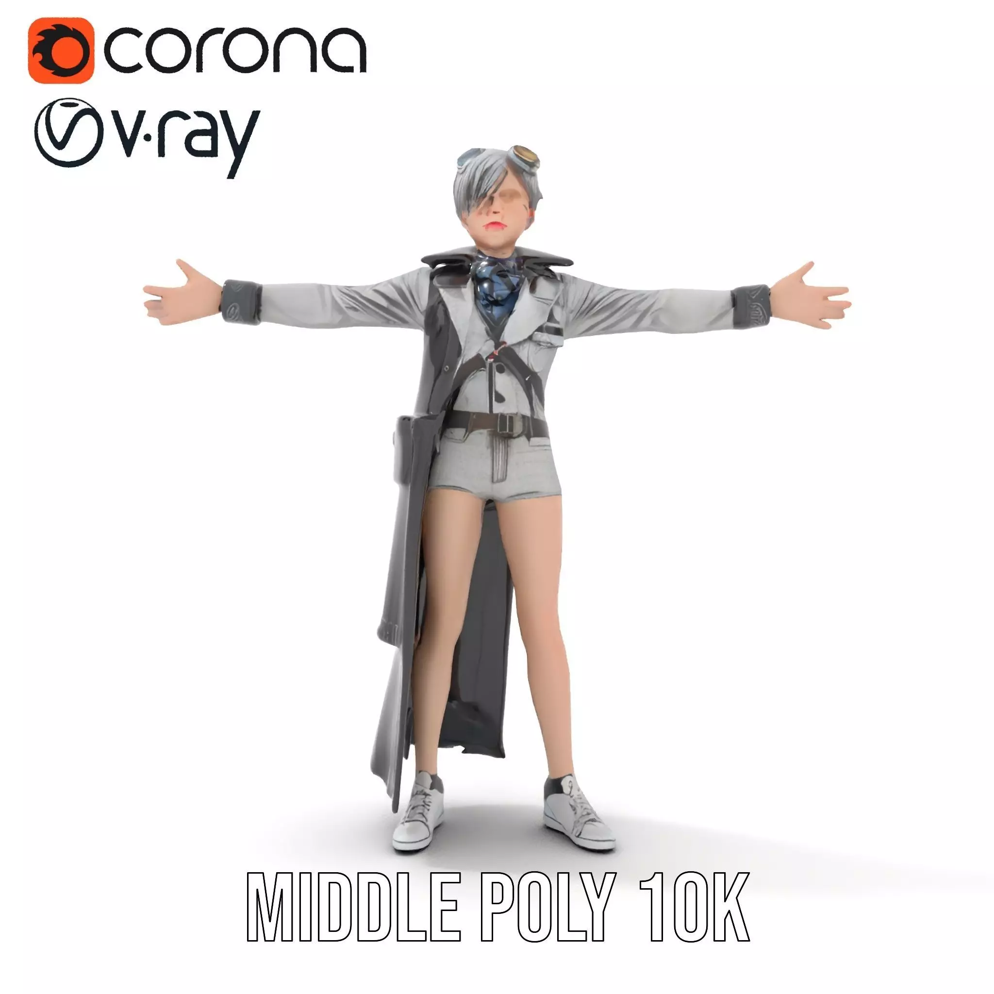 Steampunk Character Model Pack with Detailed Wardrobe Low-poly 3D model_11