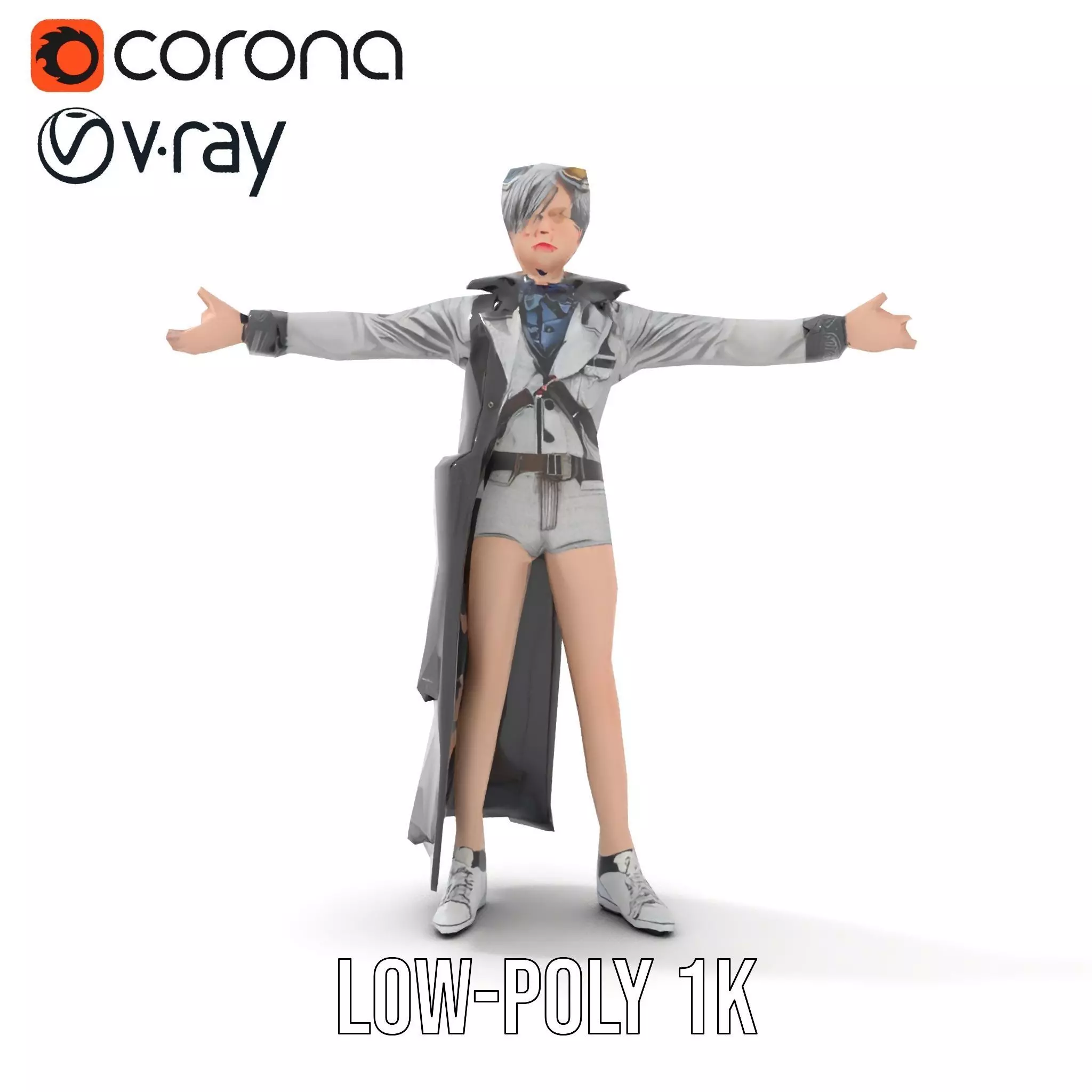 Steampunk Character Model Pack with Detailed Wardrobe Low-poly 3D model_9