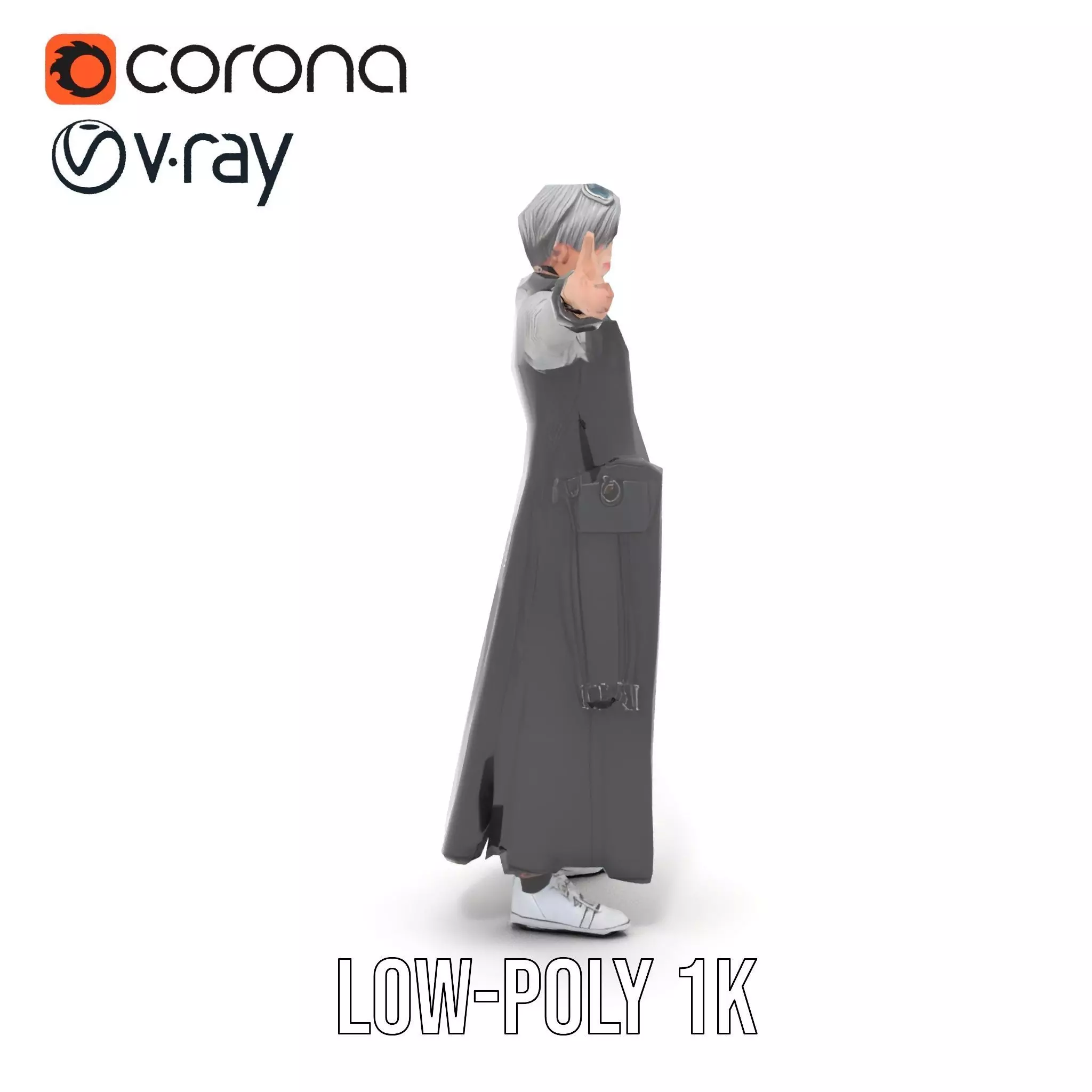 Steampunk Character Model Pack with Detailed Wardrobe Low-poly 3D model_23