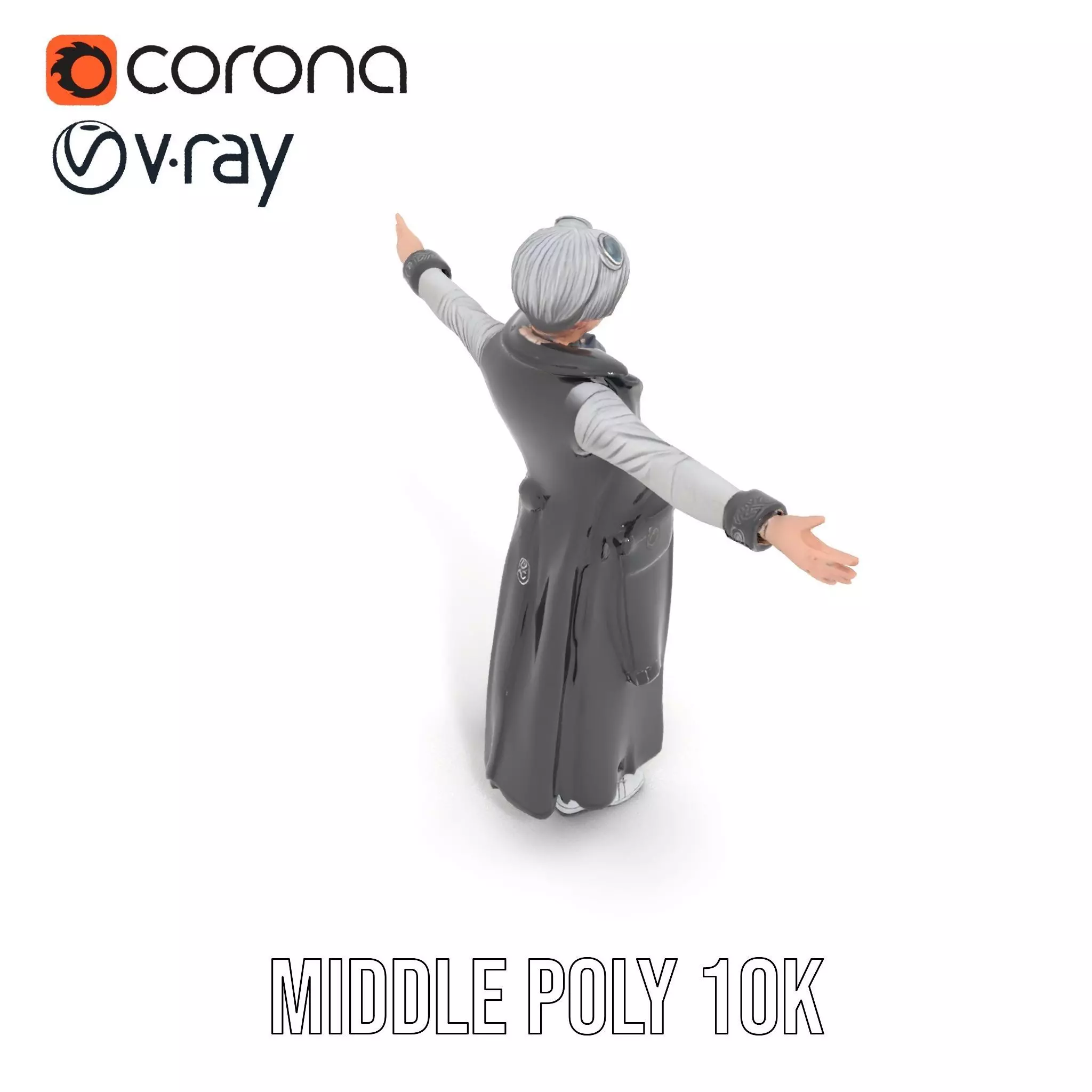 Steampunk Character Model Pack with Detailed Wardrobe Low-poly 3D model_19