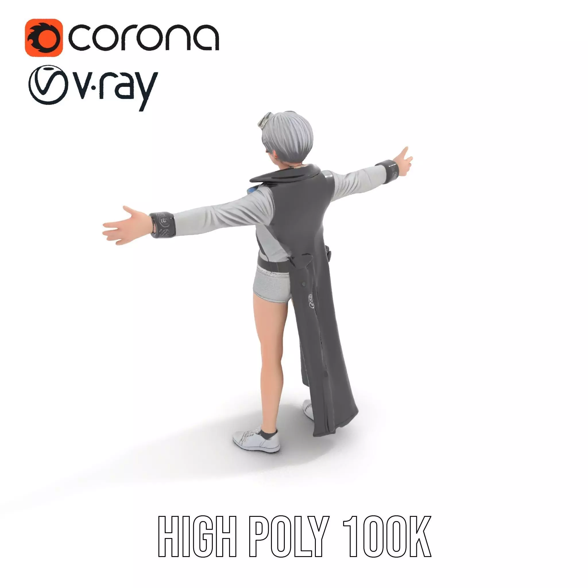 Steampunk Character Model Pack with Detailed Wardrobe Low-poly 3D model_15