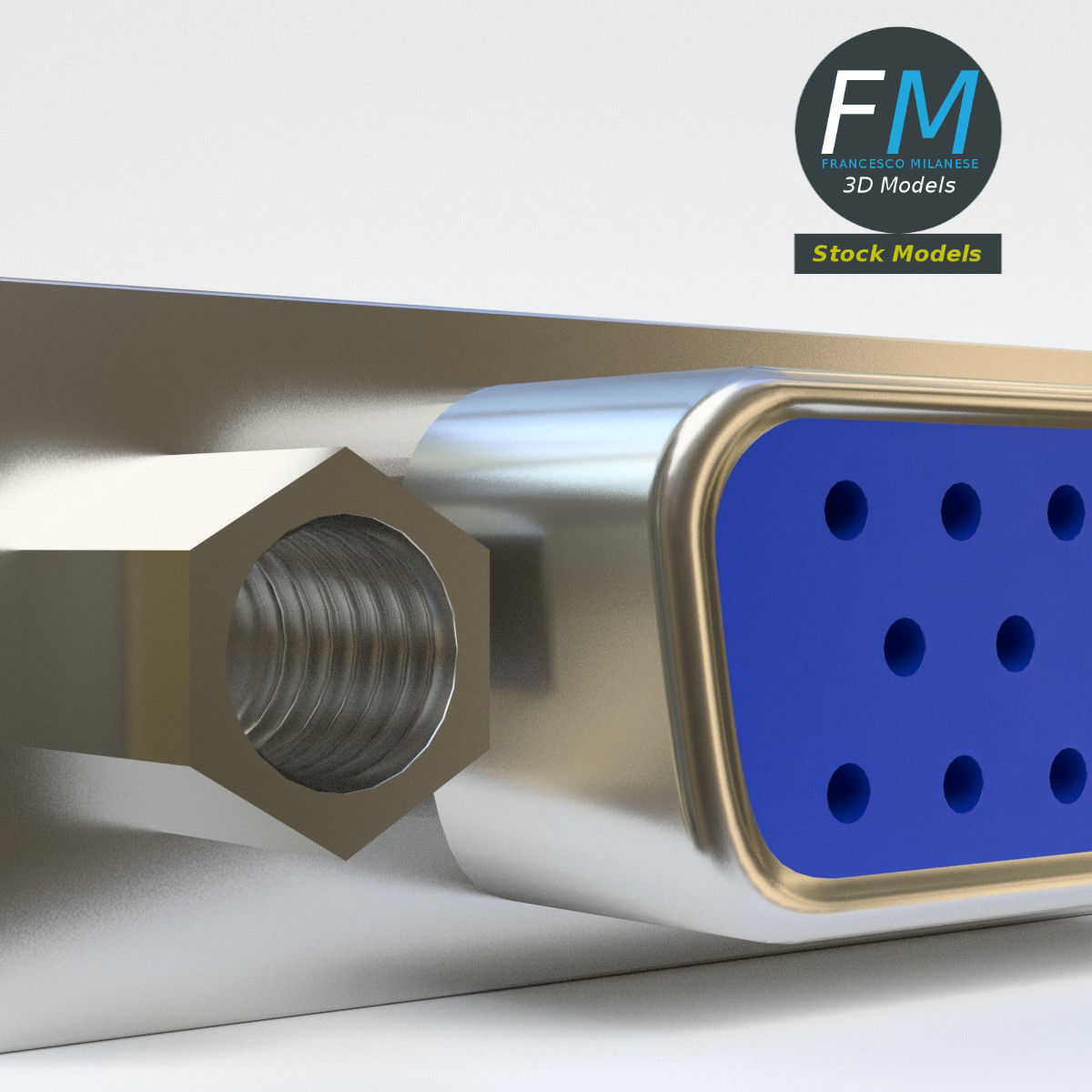 VGA female connector 2 3D model_4