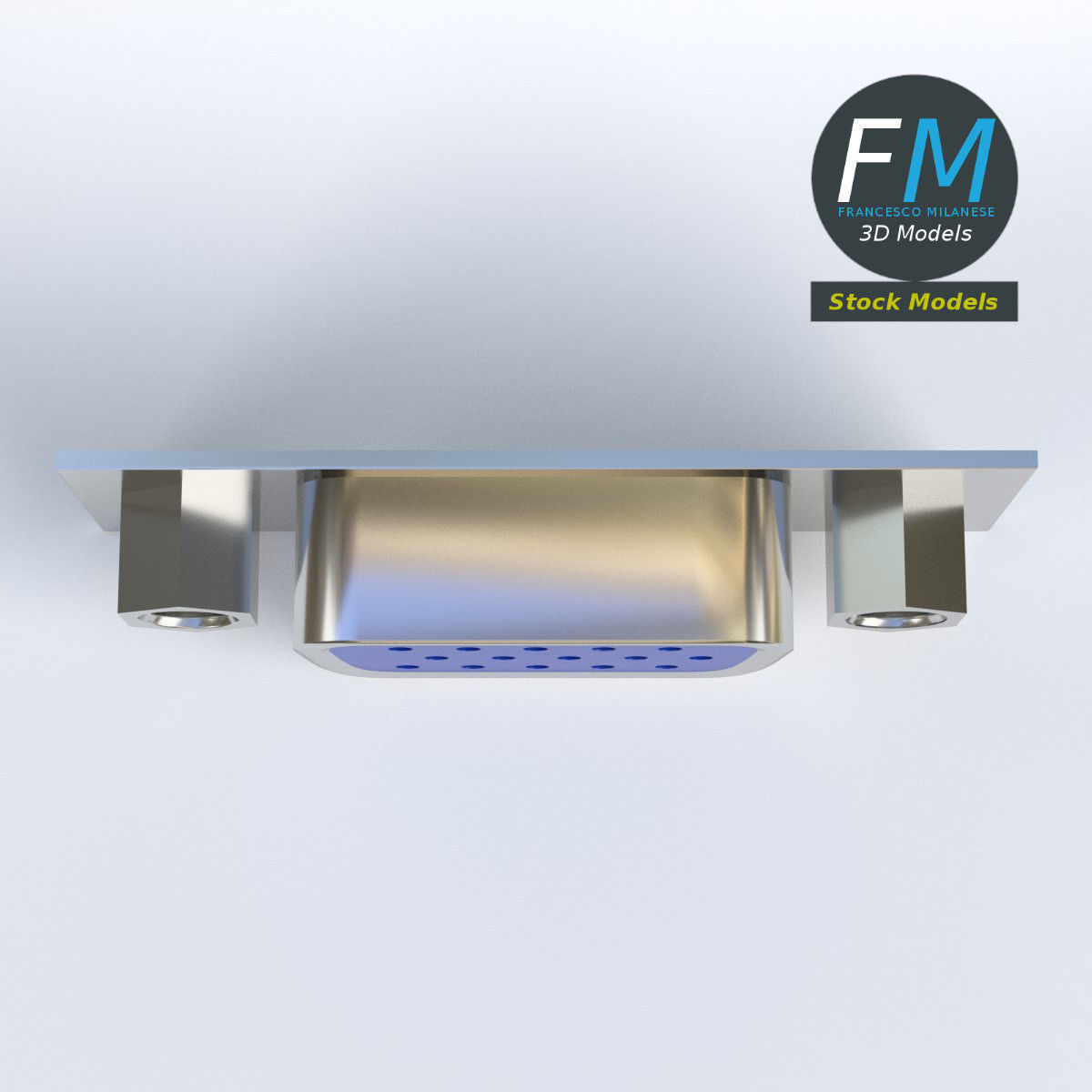 VGA female connector 2 3D model_6