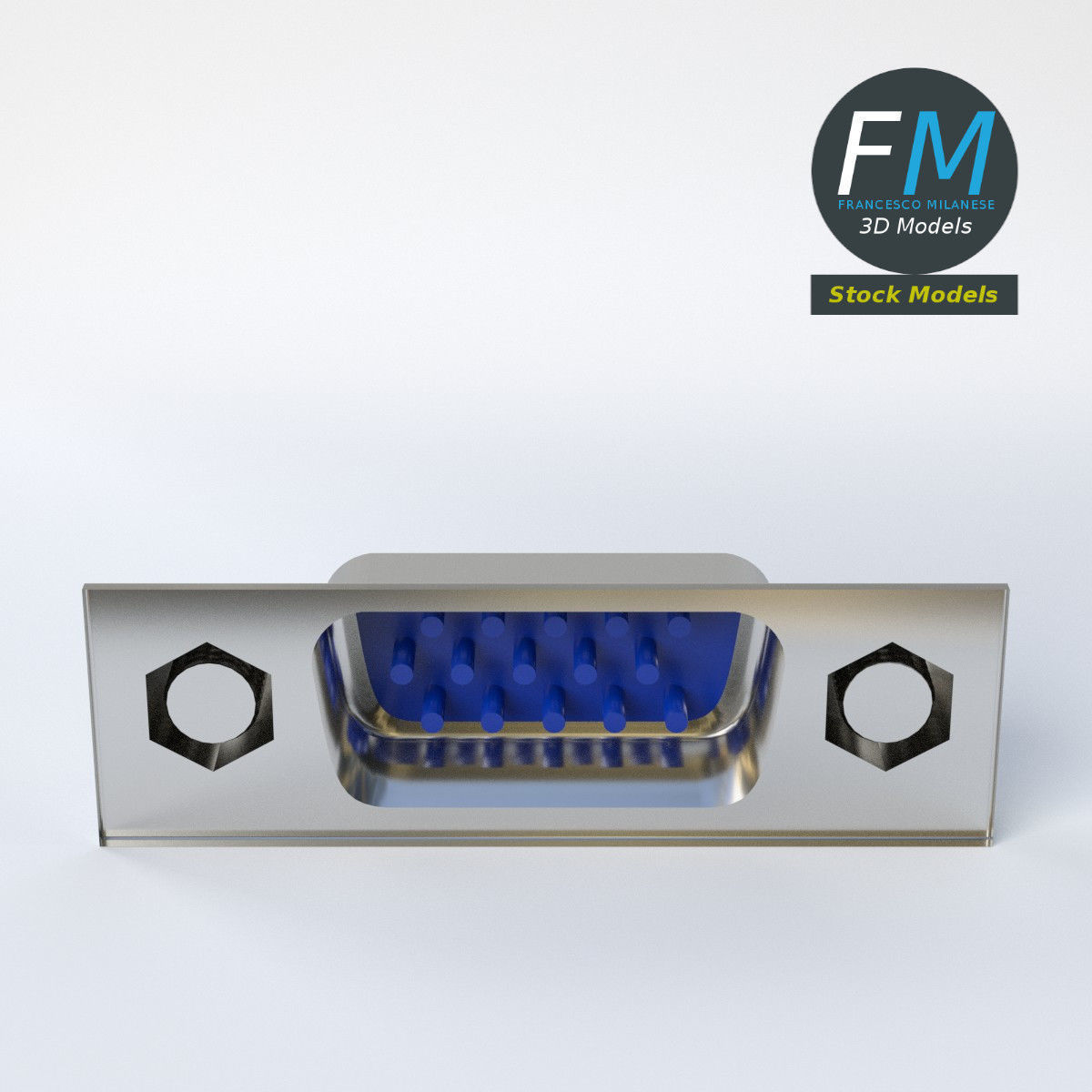 VGA female connector 2 3D model_5