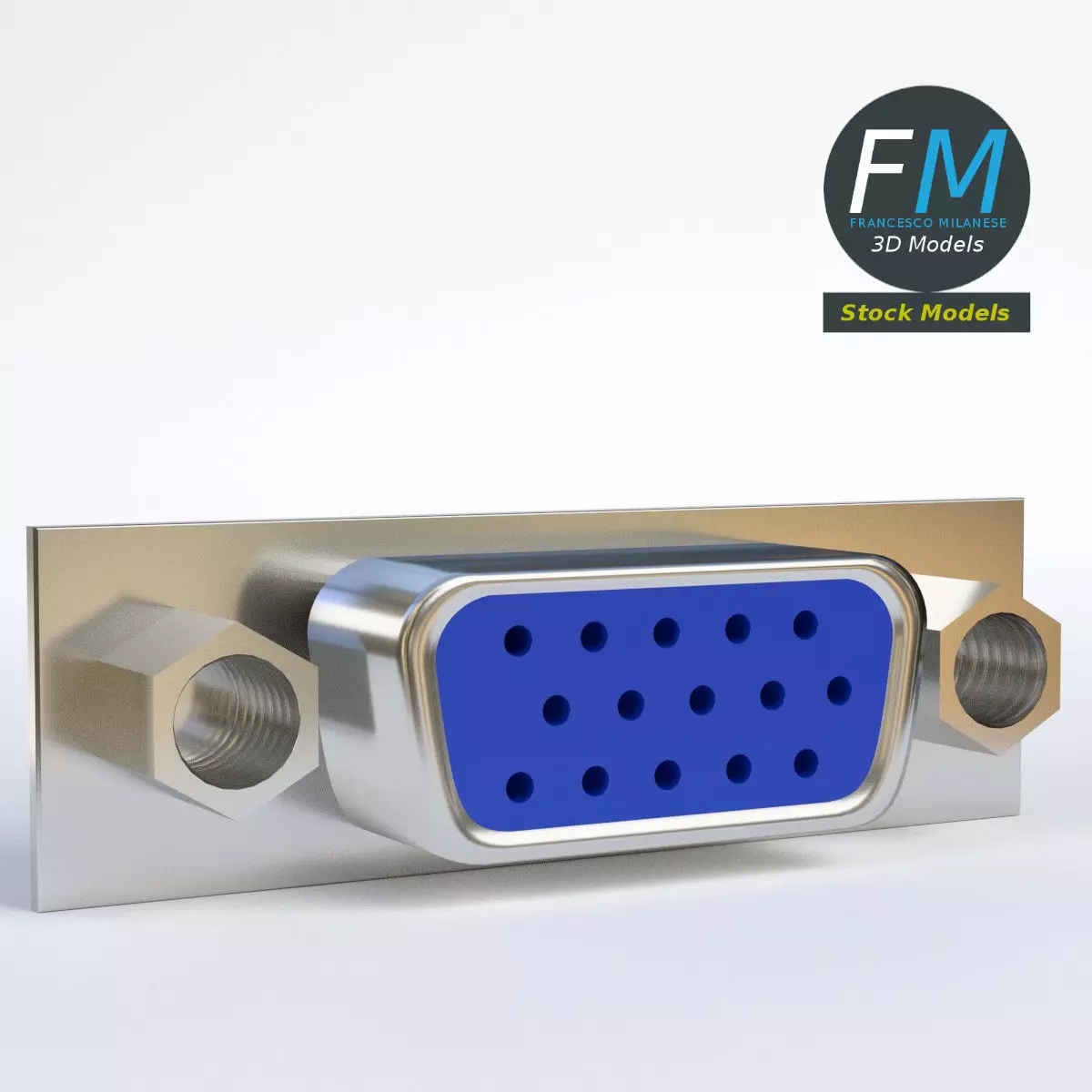 VGA female connector 2 3D model_0