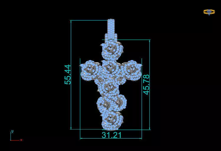 Rose Cross Pendant 3D print model_4