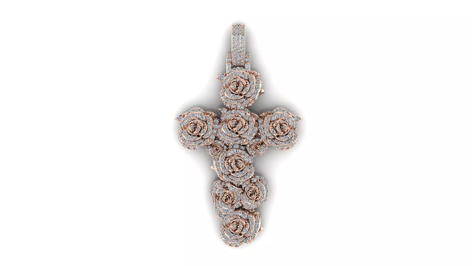 Rose Cross Pendant 3D print model_1