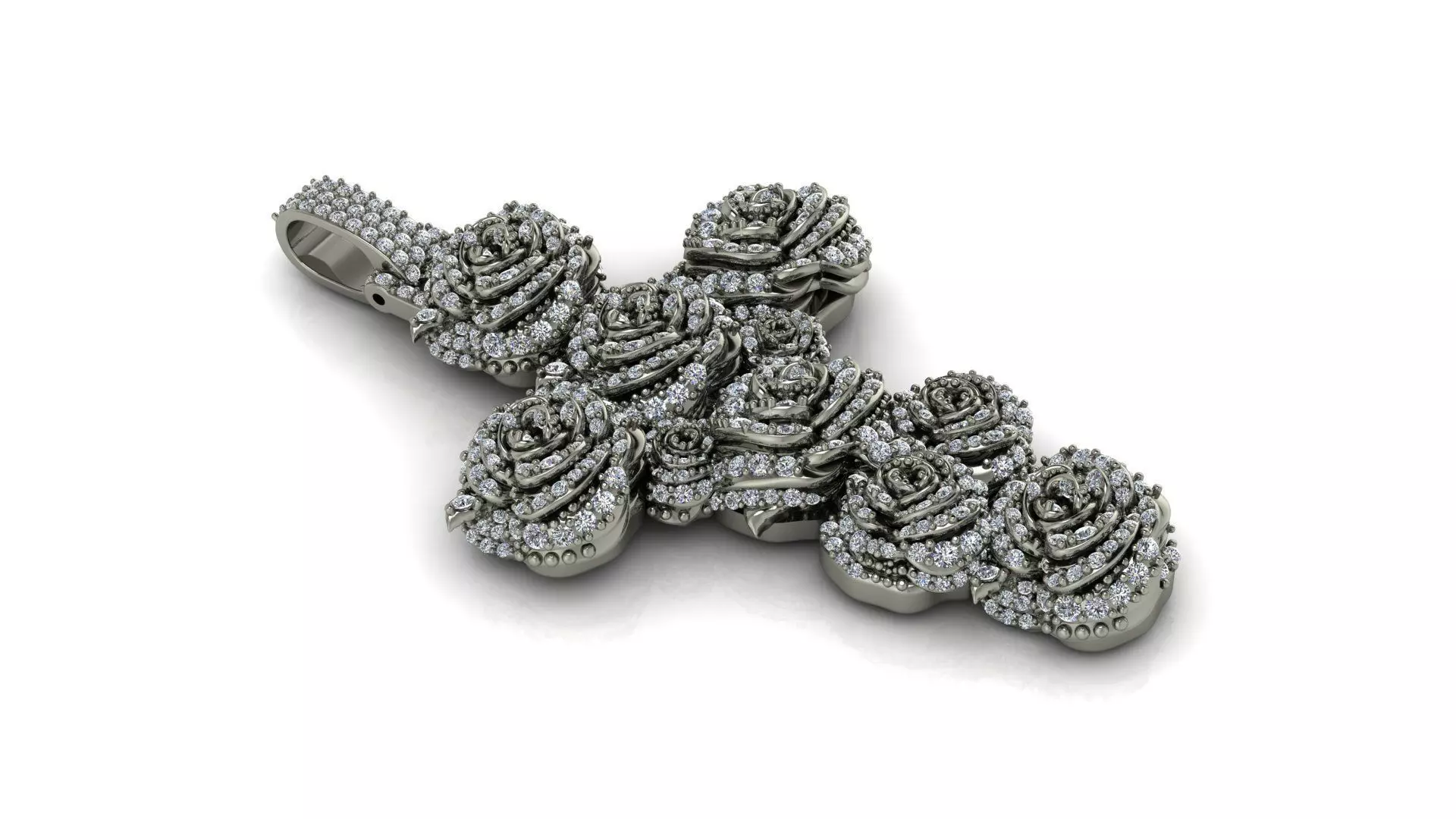 Rose Cross Pendant 3D print model_2