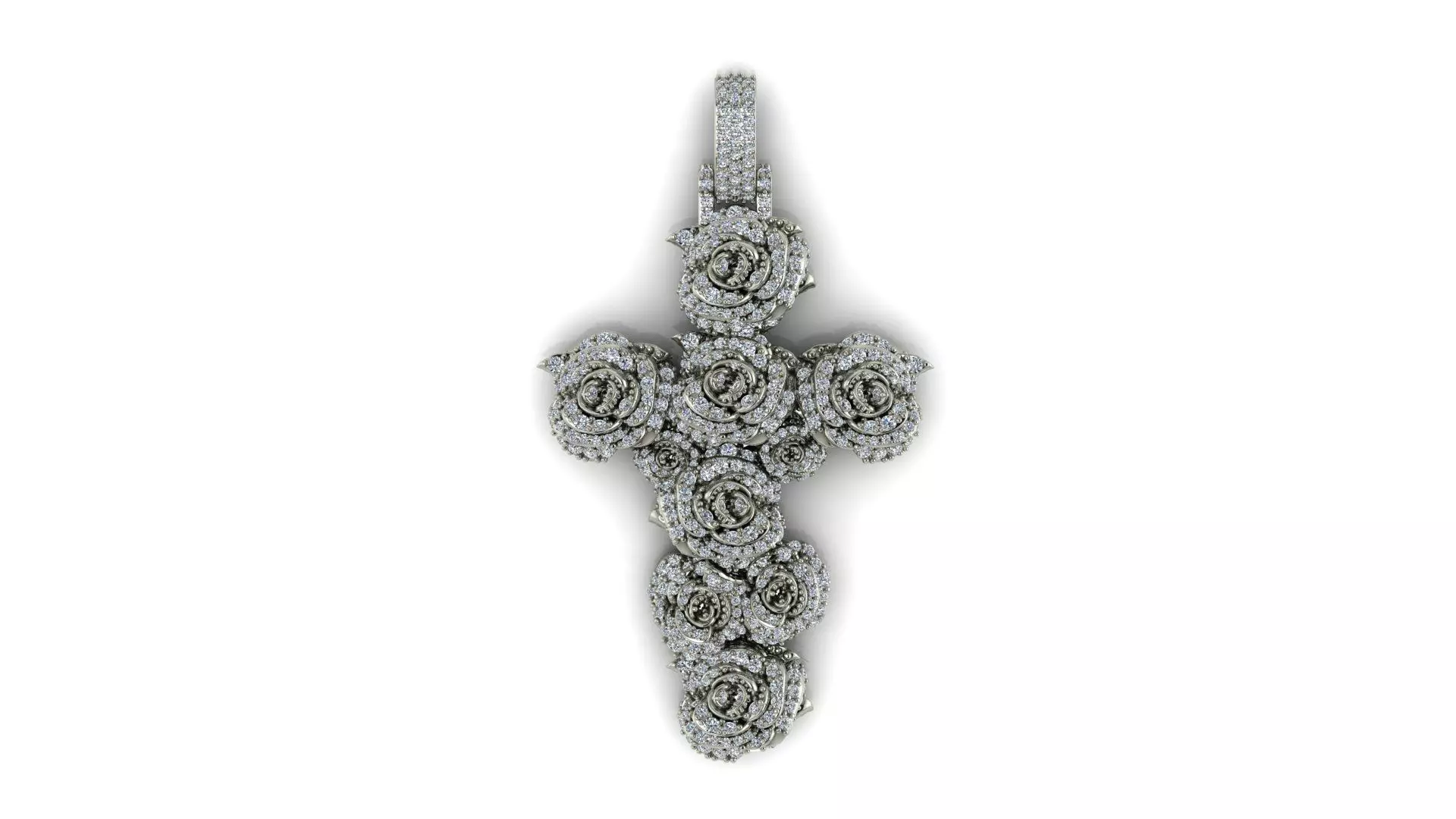 Rose Cross Pendant 3D print model_3