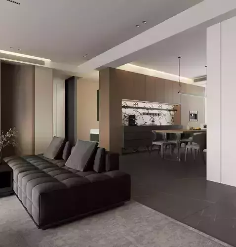 Modern living and dining room interior