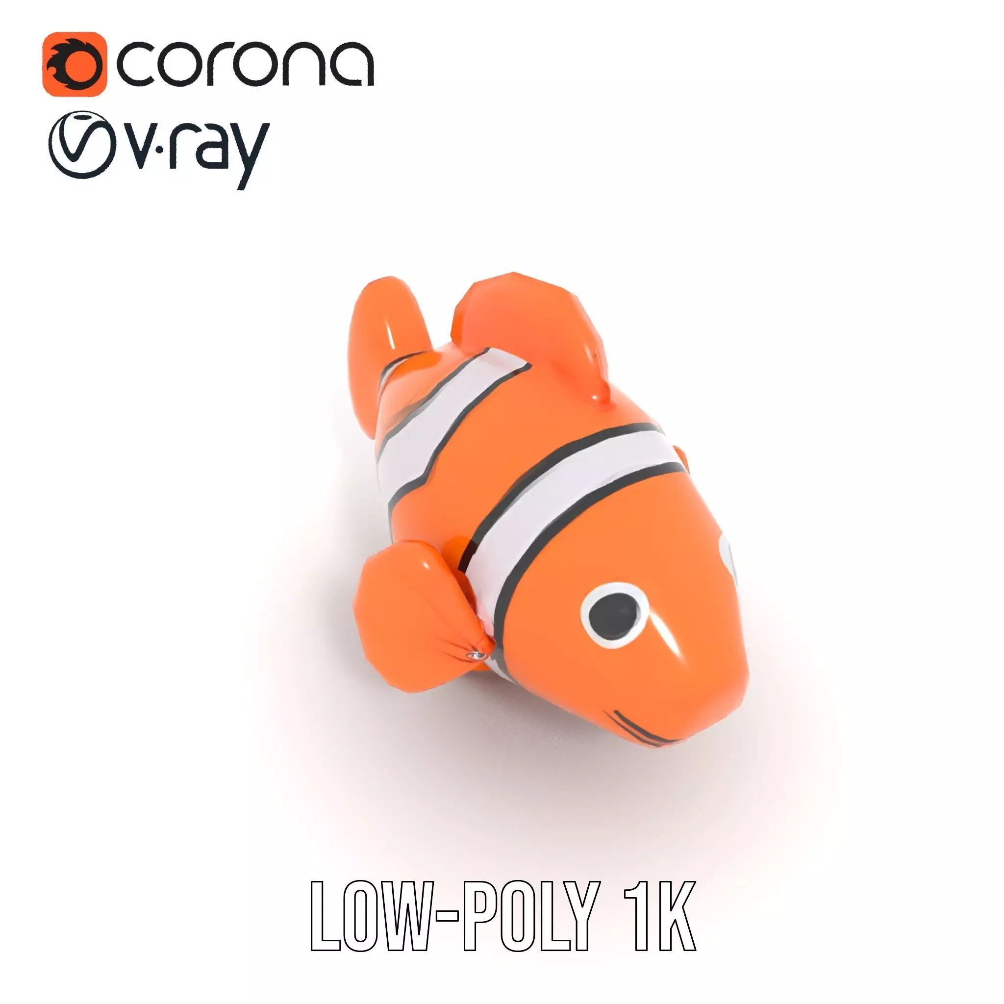 Inflatable Clownfish Balloon Model Pack Low-poly 3D model_17