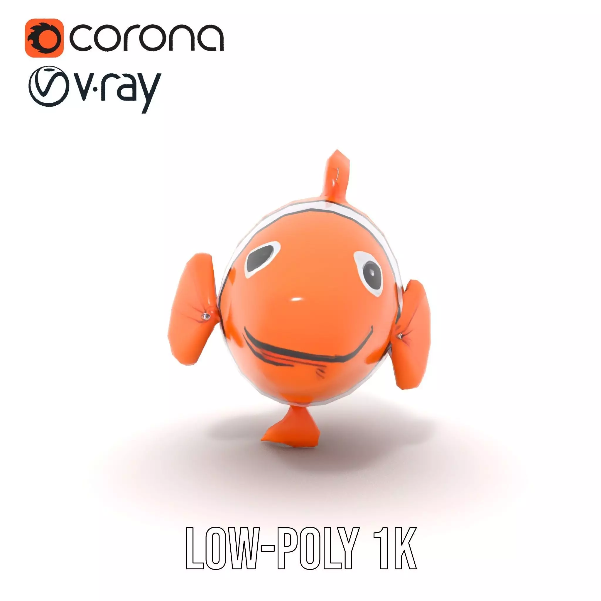 Inflatable Clownfish Balloon Model Pack Low-poly 3D model_9