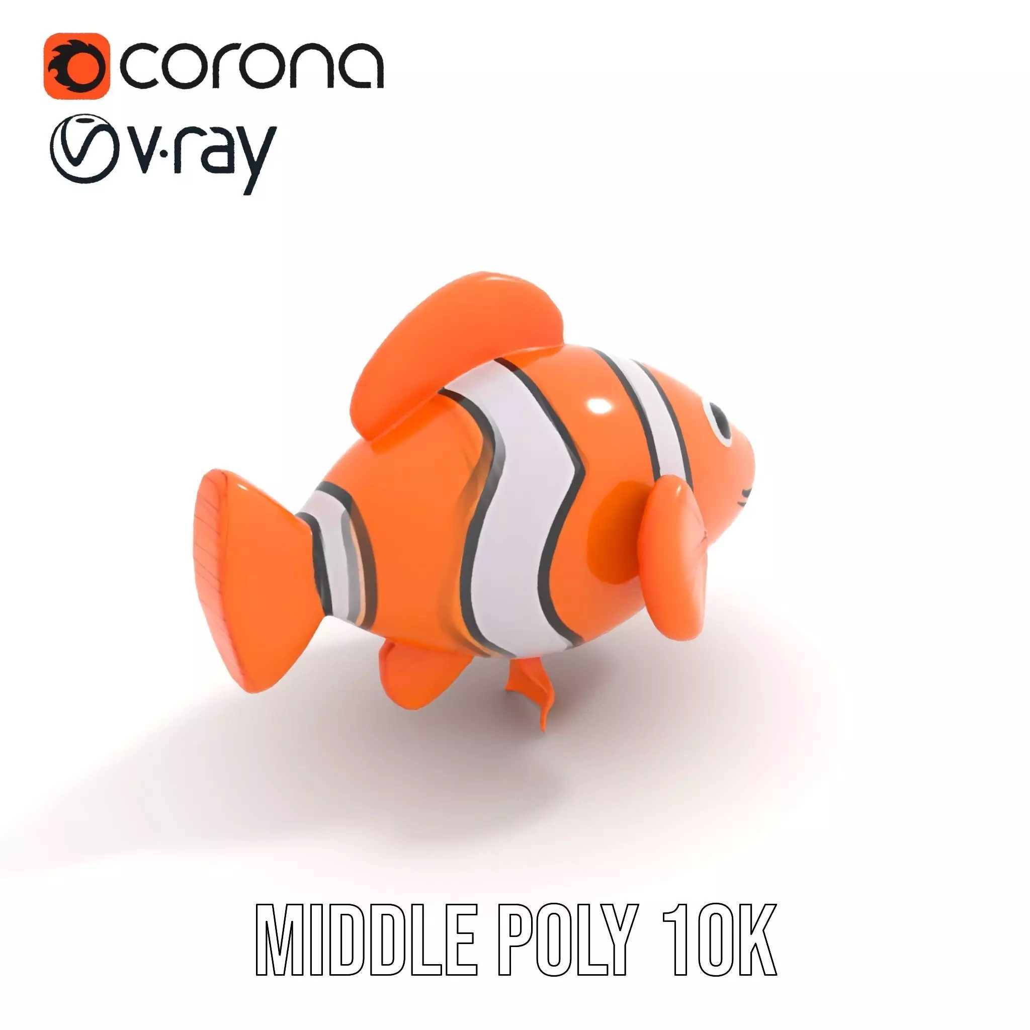 Inflatable Clownfish Balloon Model Pack Low-poly 3D model_16