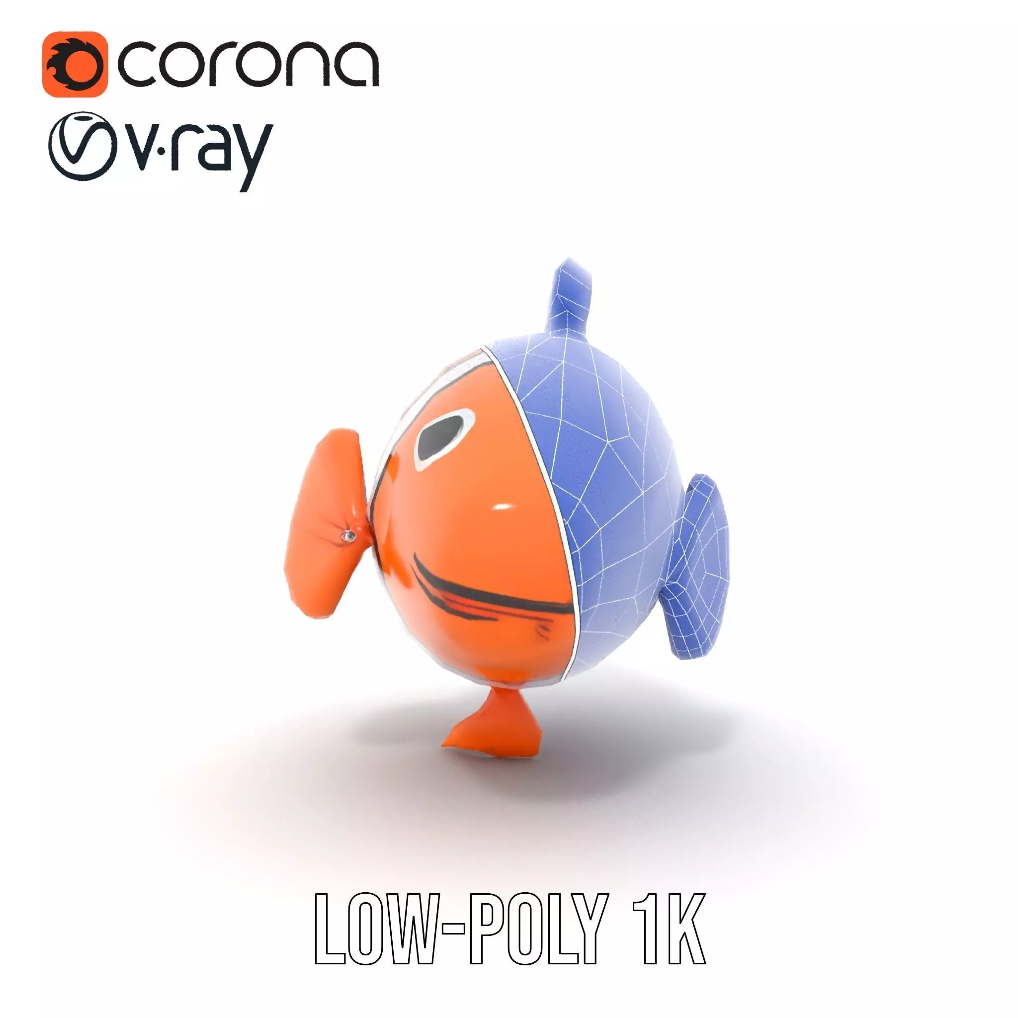 Inflatable Clownfish Balloon Model Pack Low-poly 3D model_25