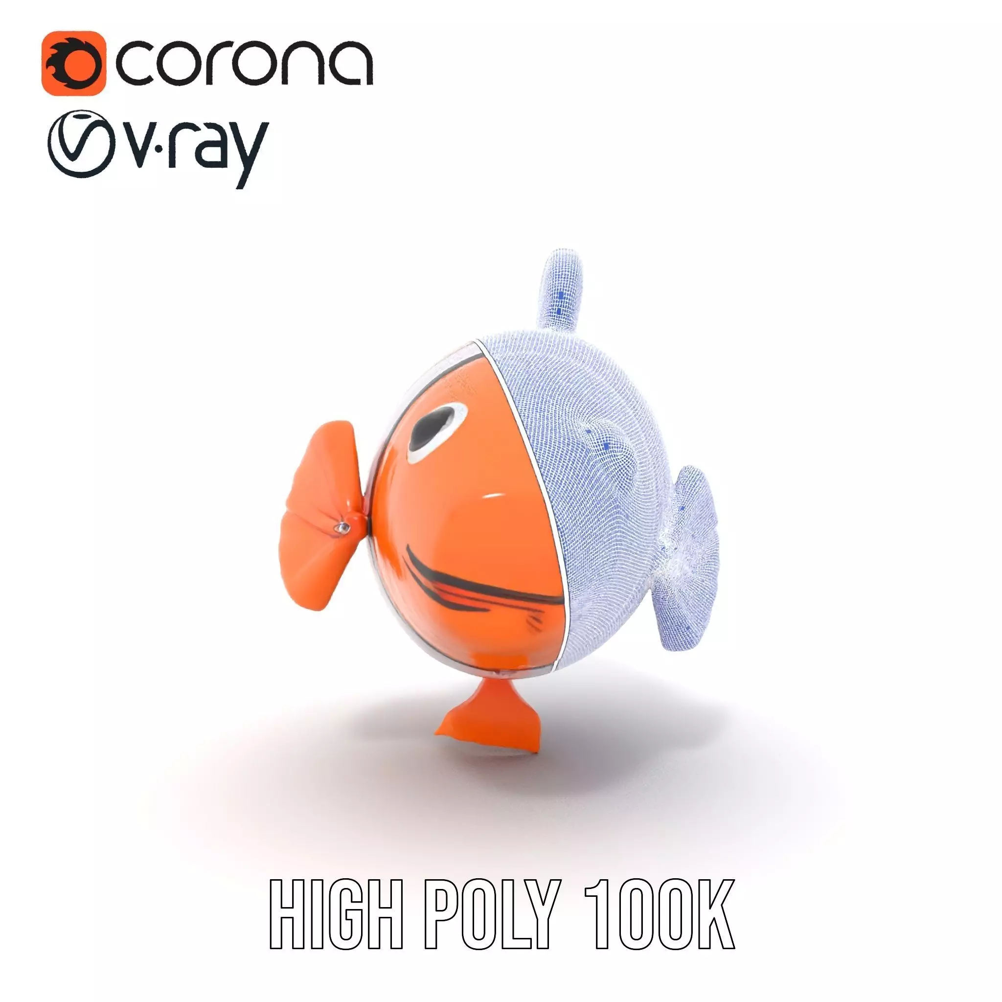 Inflatable Clownfish Balloon Model Pack Low-poly 3D model_29