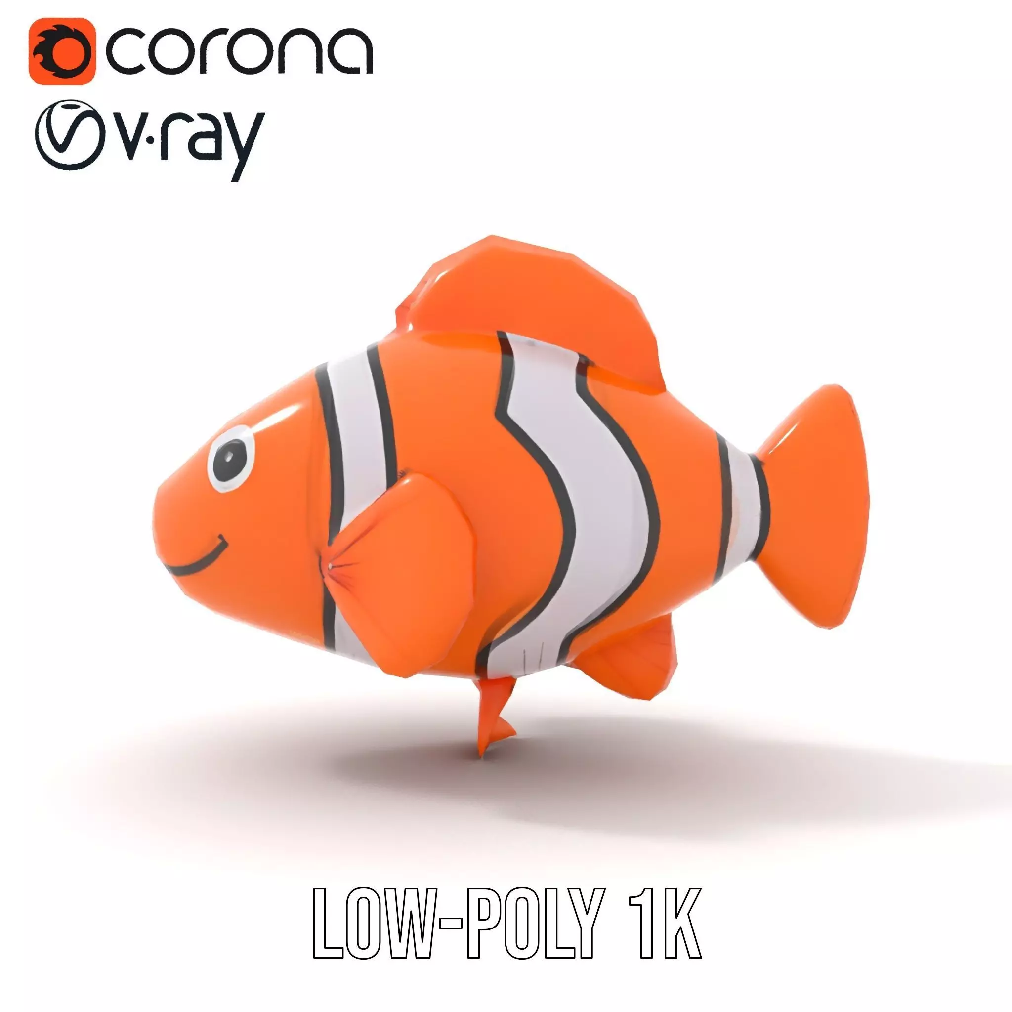 Inflatable Clownfish Balloon Model Pack Low-poly 3D model_7