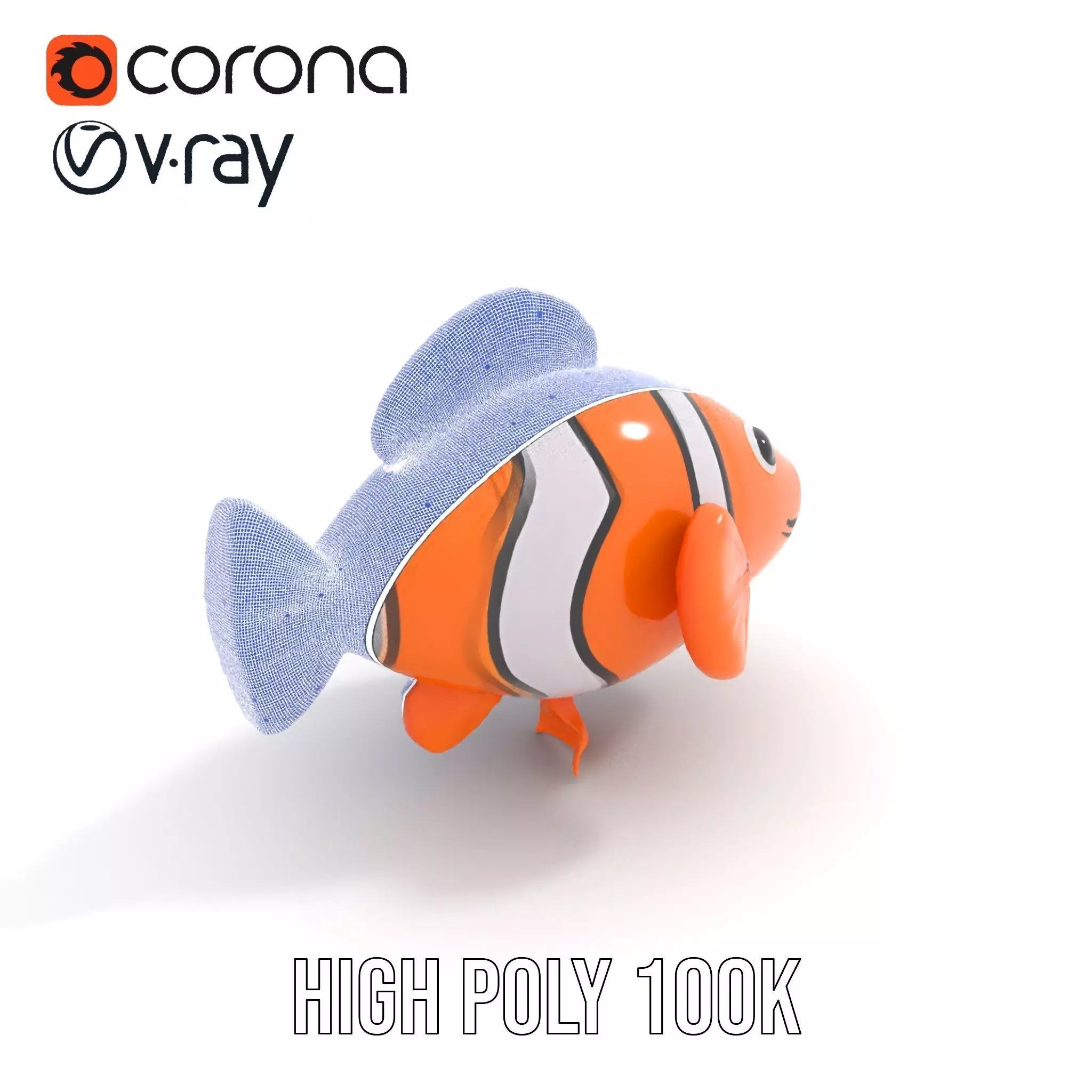 Inflatable Clownfish Balloon Model Pack Low-poly 3D model_34