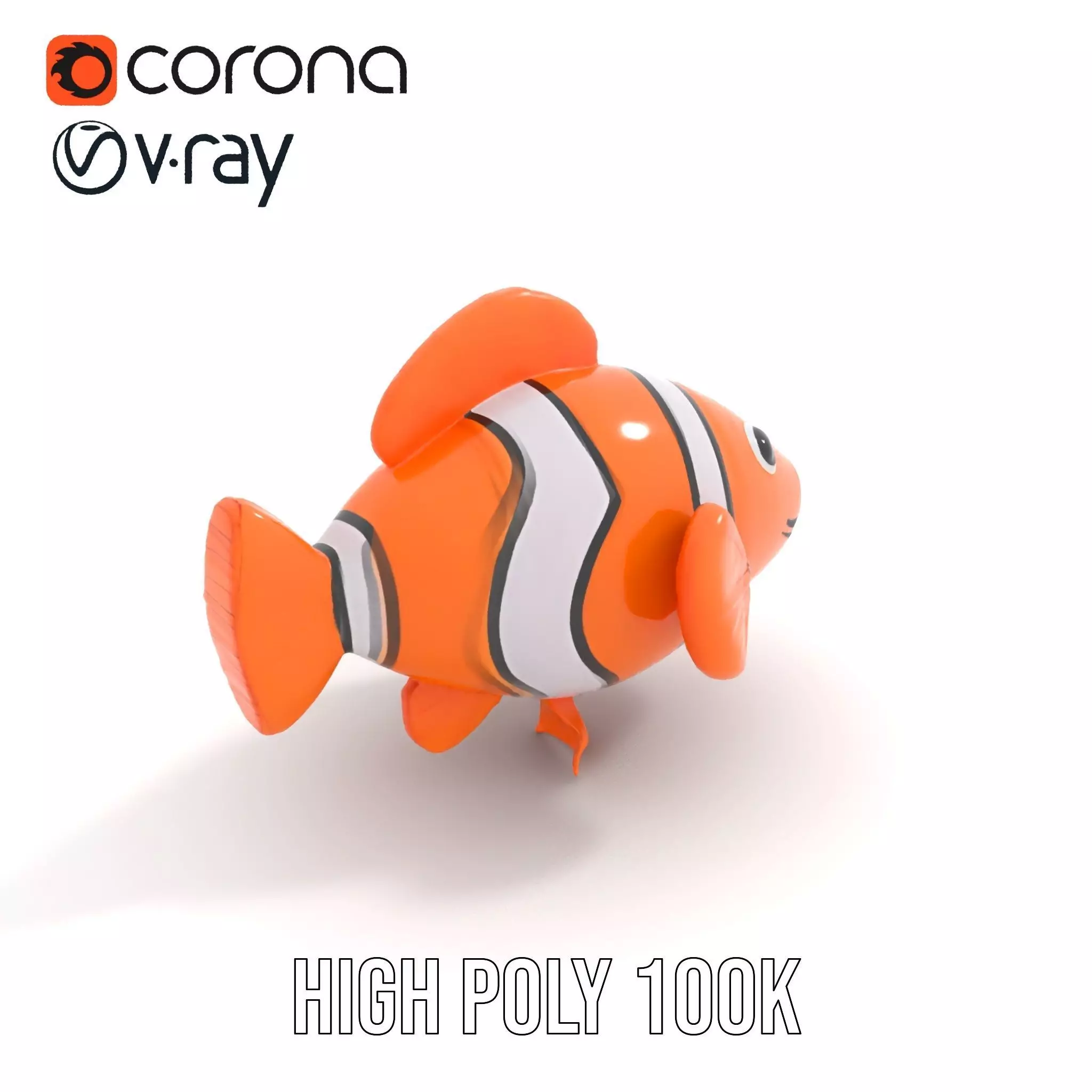 Inflatable Clownfish Balloon Model Pack Low-poly 3D model_15