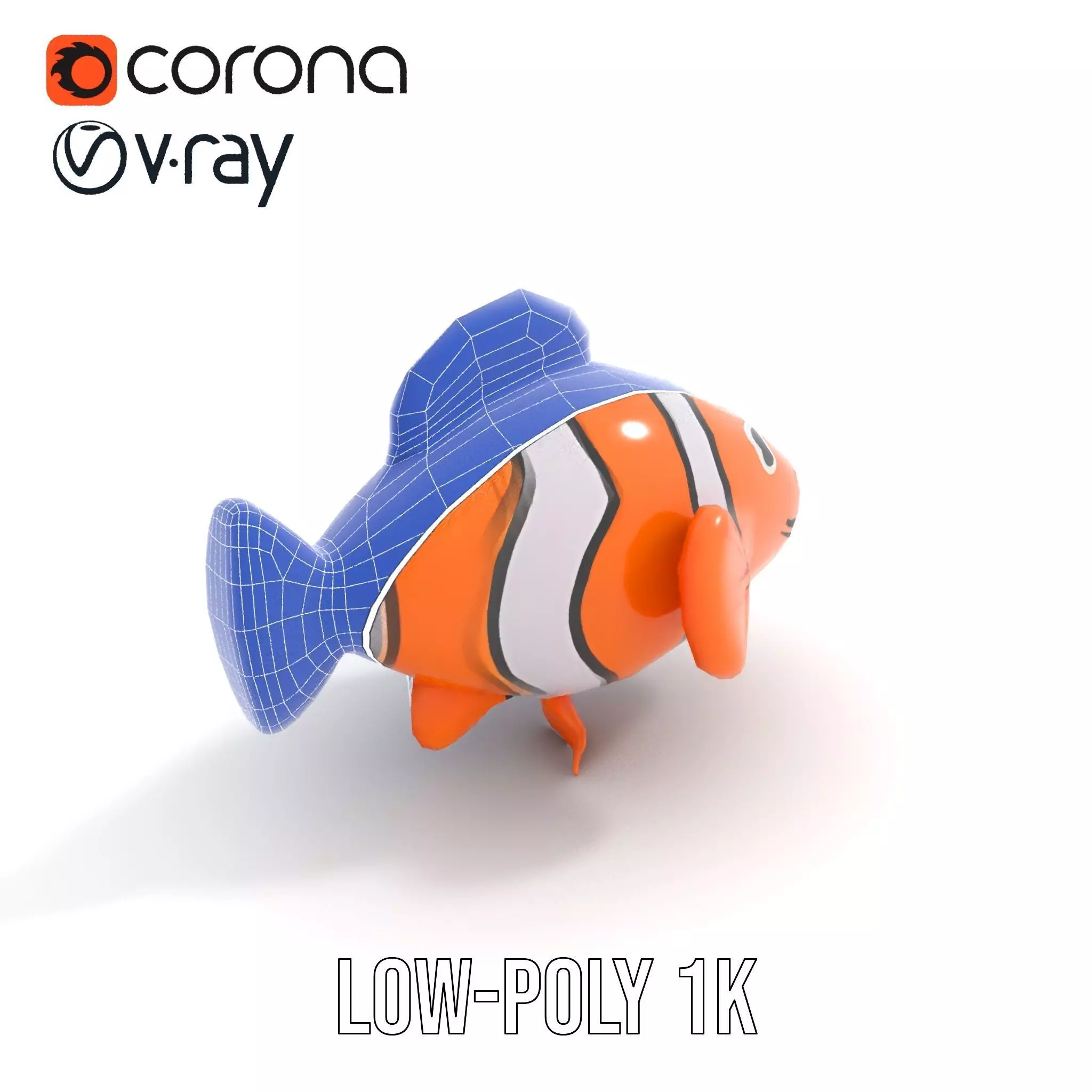 Inflatable Clownfish Balloon Model Pack Low-poly 3D model_19