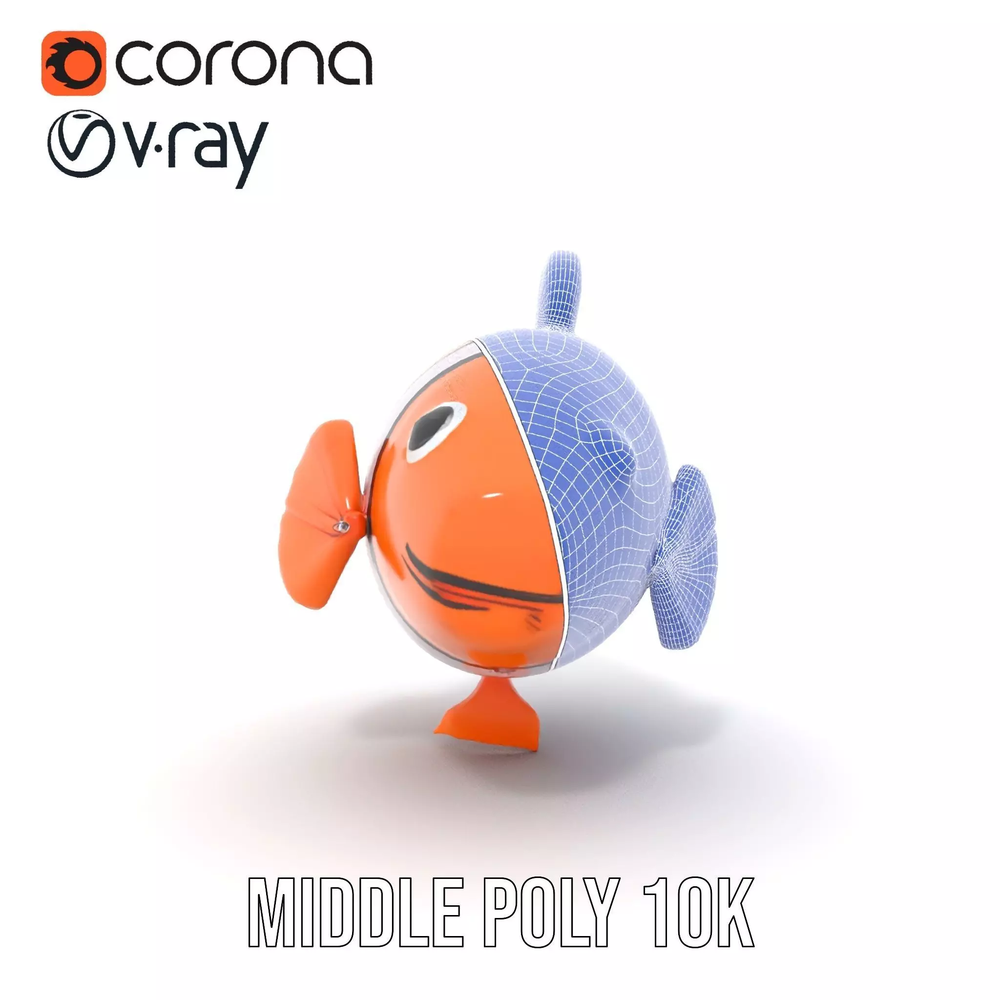 Inflatable Clownfish Balloon Model Pack Low-poly 3D model_30