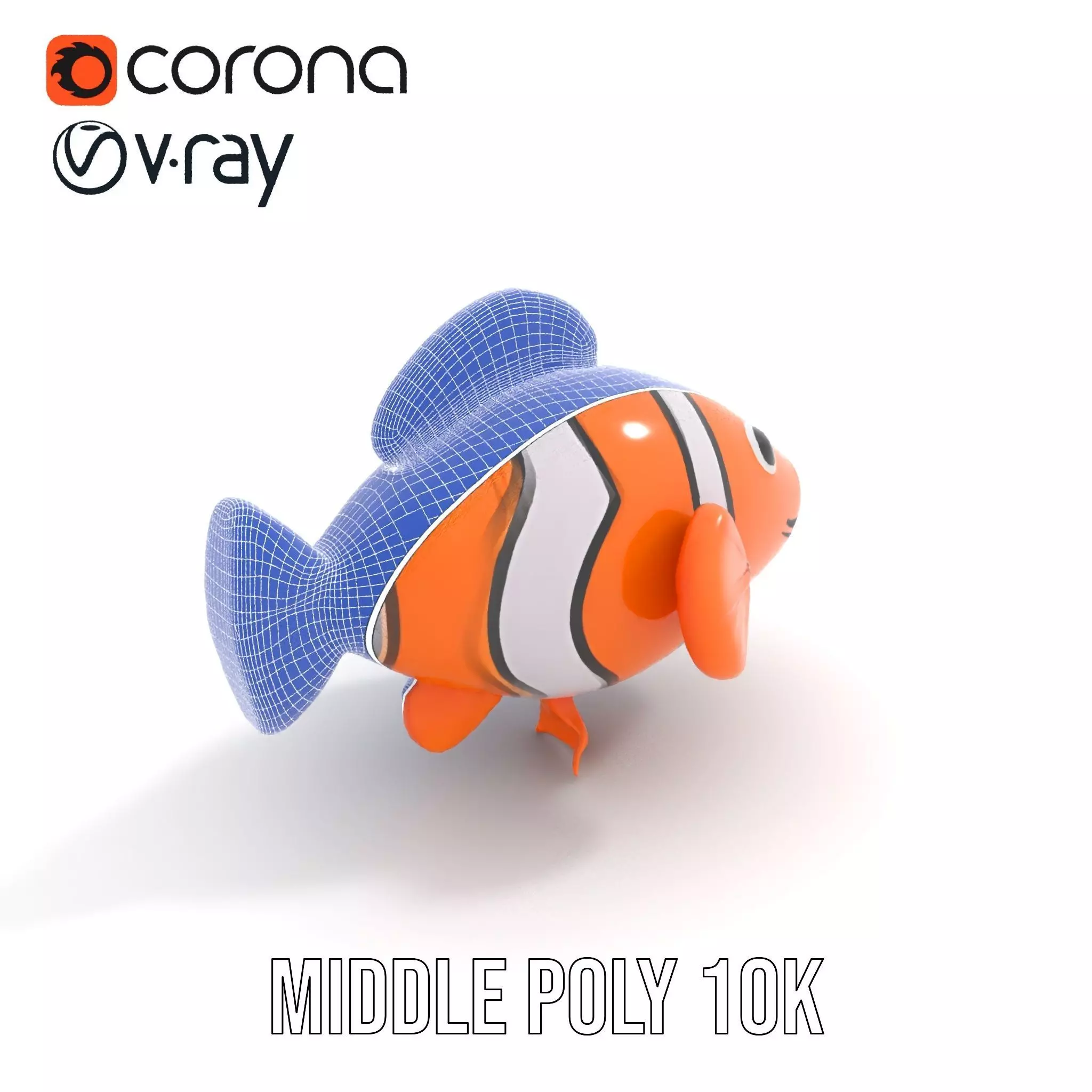 Inflatable Clownfish Balloon Model Pack Low-poly 3D model_13
