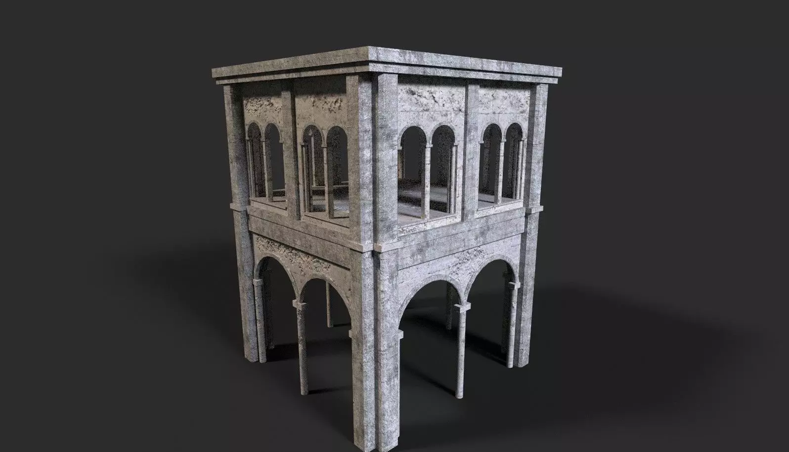 Medieval ruin Low-poly 3D model_0