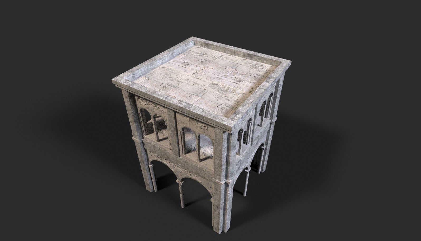 Medieval ruin Low-poly 3D model_2
