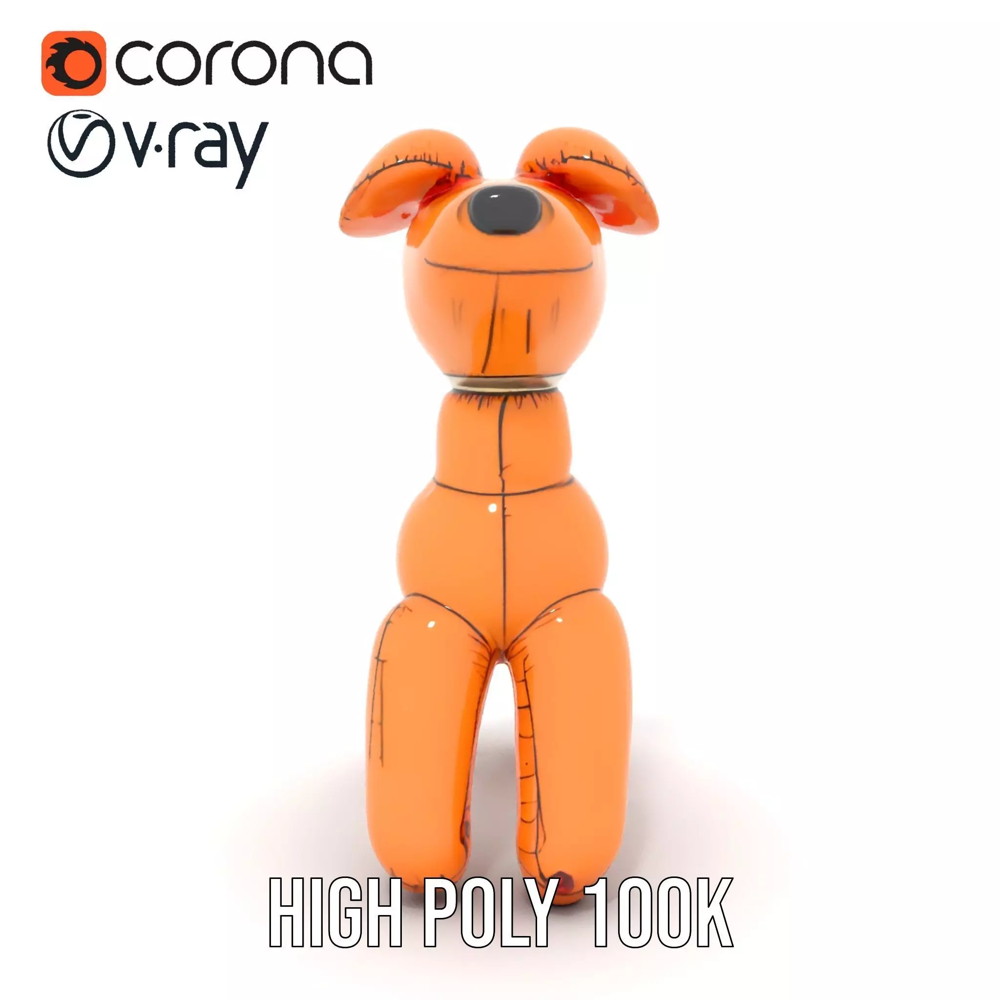 Inflatable Balloon Dog Model Pack for Animation and Games Low-poly 3D model_23