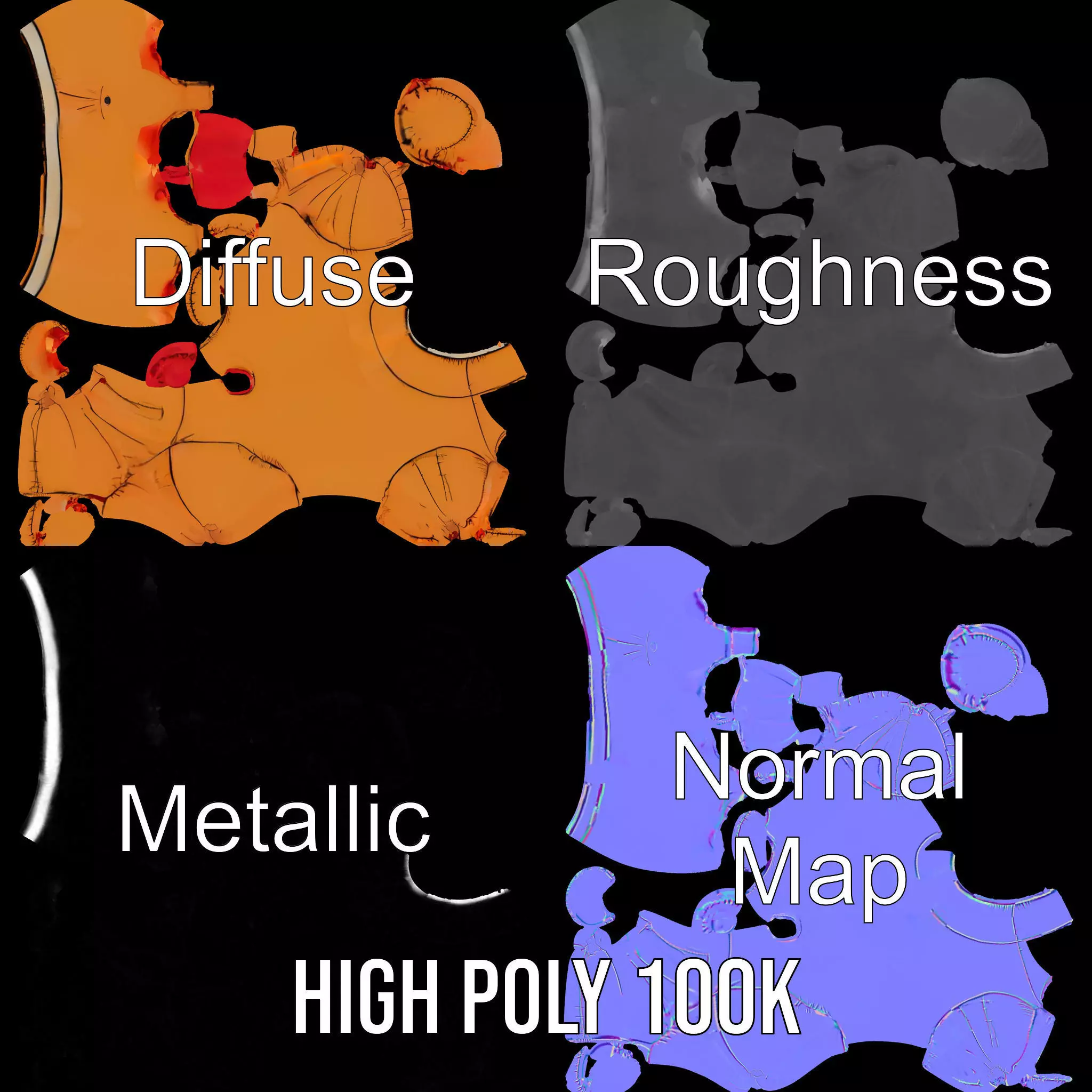 Inflatable Balloon Dog Model Pack for Animation and Games Low-poly 3D model_3