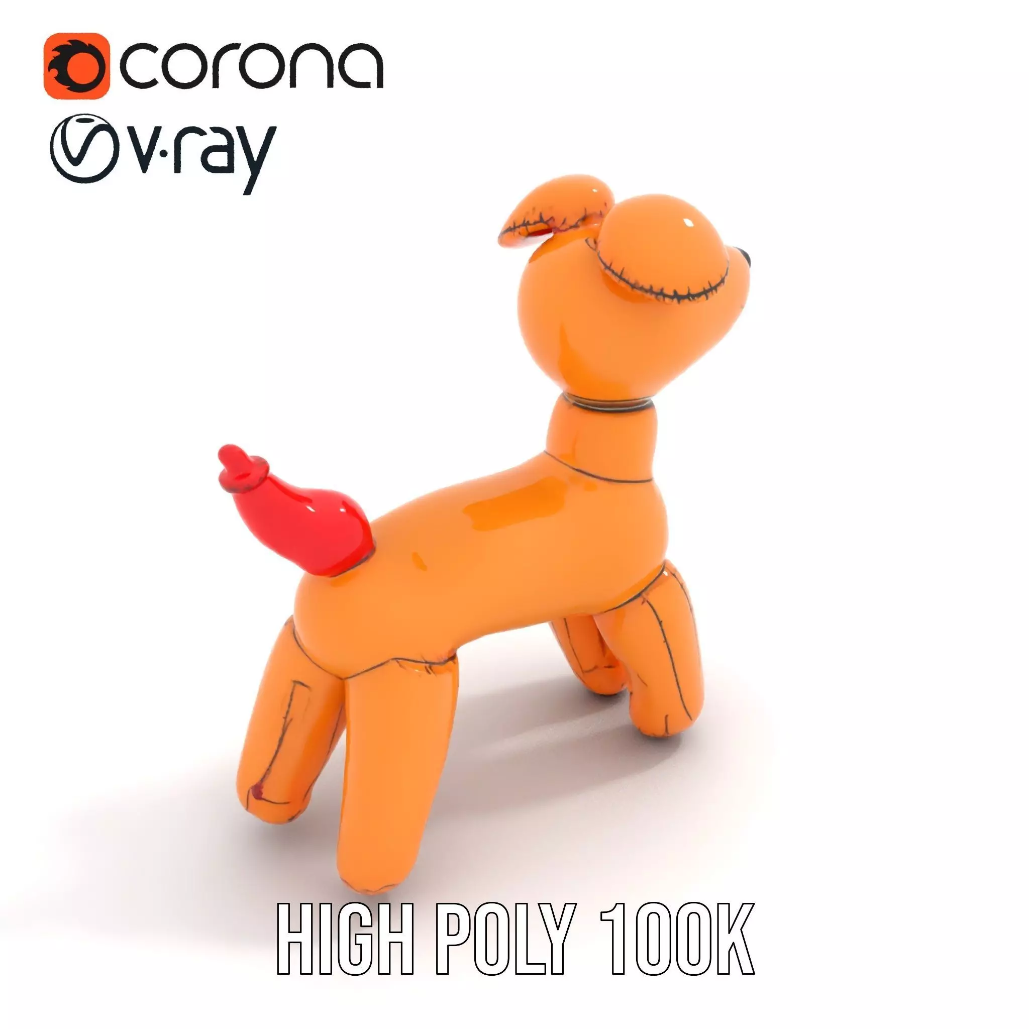 Inflatable Balloon Dog Model Pack for Animation and Games Low-poly 3D model_20