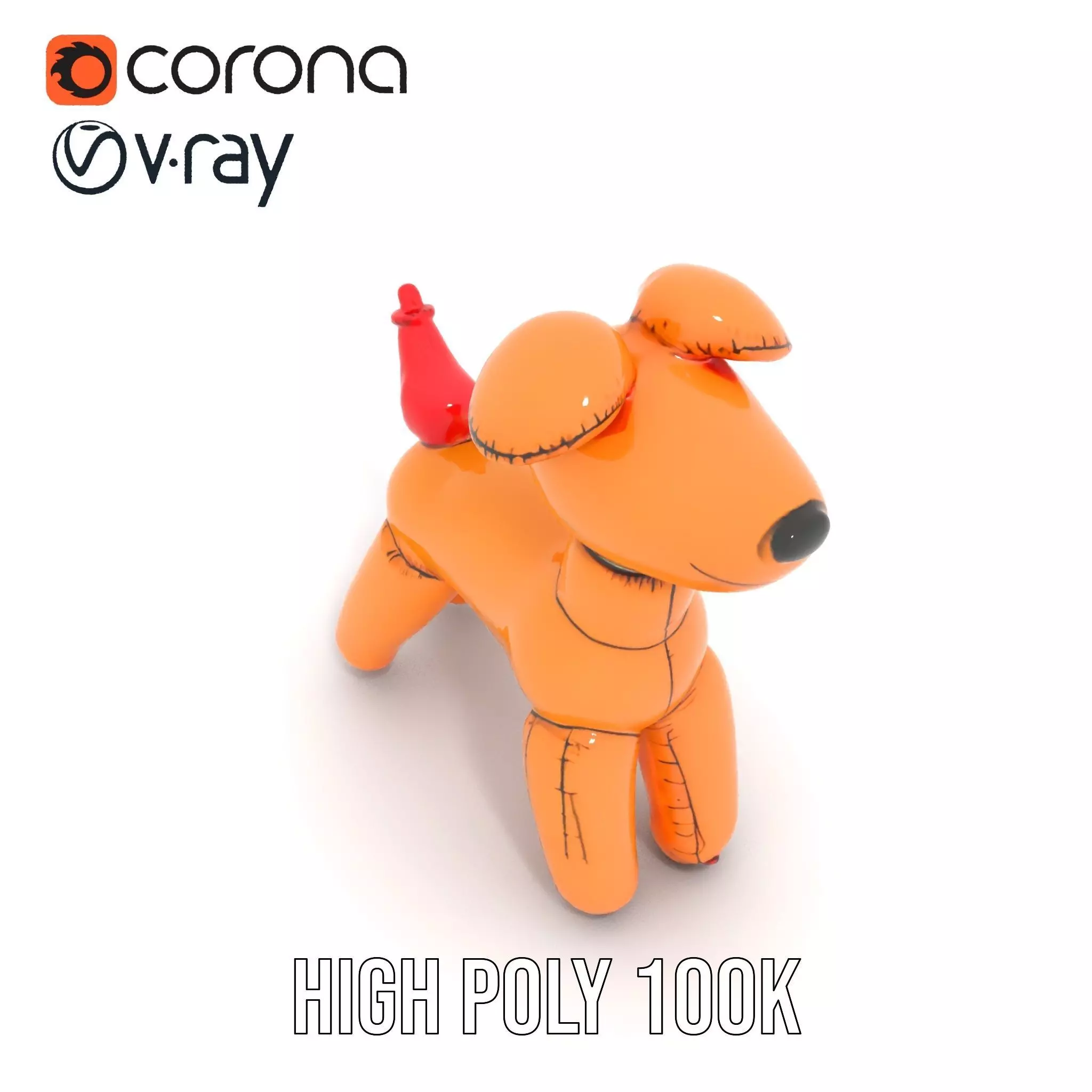 Inflatable Balloon Dog Model Pack for Animation and Games Low-poly 3D model_15