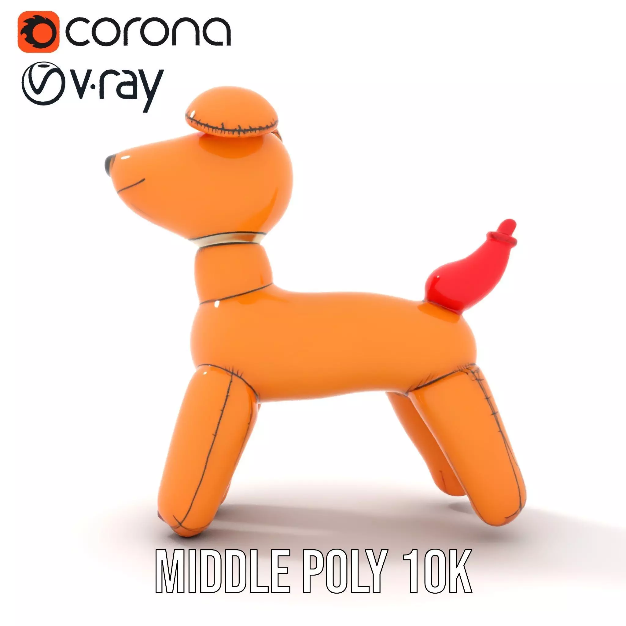 Inflatable Balloon Dog Model Pack for Animation and Games Low-poly 3D model_24