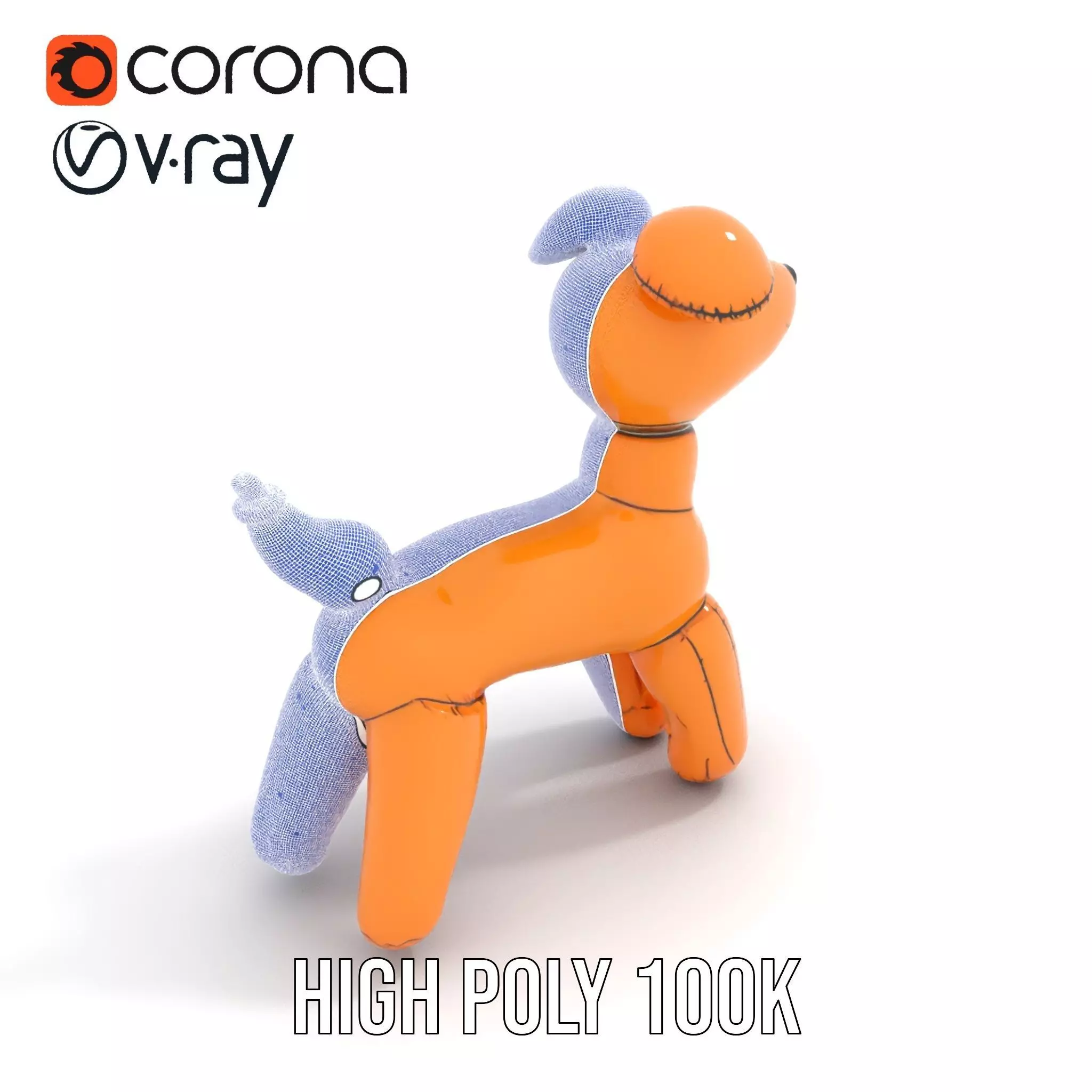 Inflatable Balloon Dog Model Pack for Animation and Games Low-poly 3D model_32