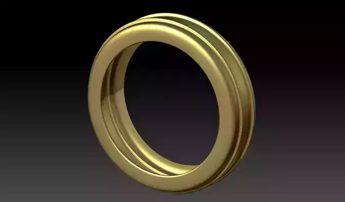 Gold Smooth Band Ring   Minimalist Jewelry 3D Model