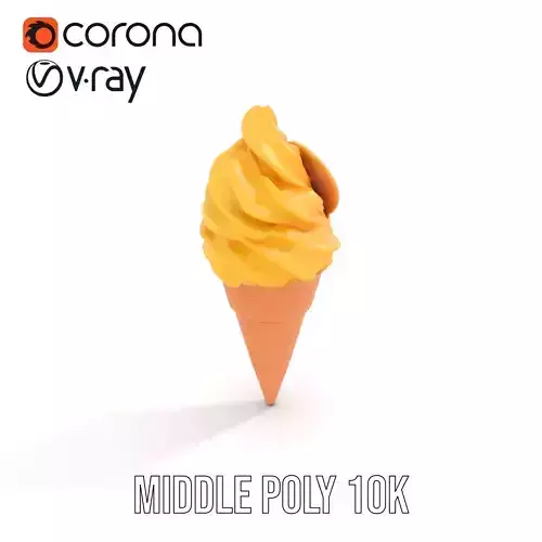 Mango Ice Cream Cone Model Pack with Swirl Design Low-poly 3D model 6