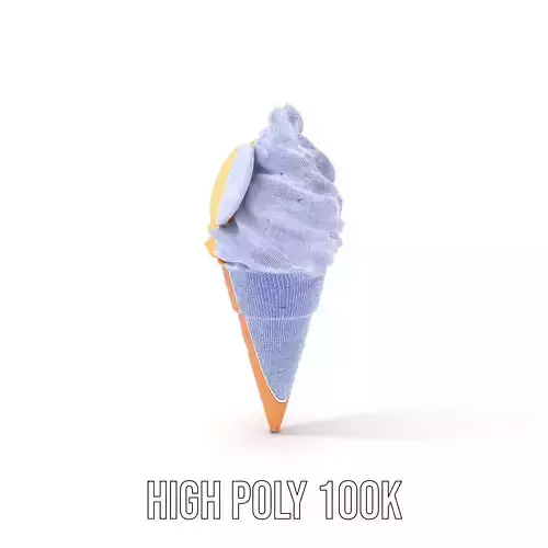 Mango Ice Cream Cone Model Pack with Swirl Design Low-poly 3D model 4