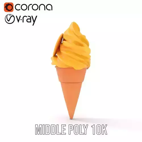 Mango Ice Cream Cone Model Pack with Swirl Design Low-poly 3D model 5