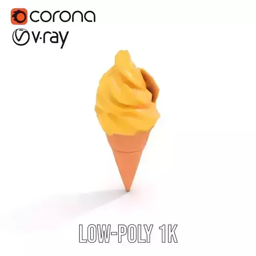 Mango Ice Cream Cone Model Pack with Swirl Design Low-poly 3D model 7