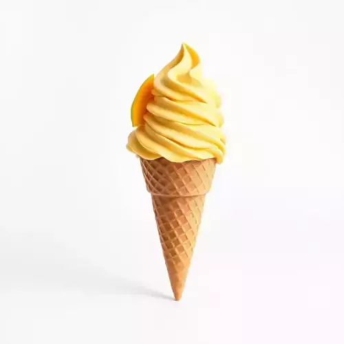 Mango Ice Cream Cone Model Pack with Swirl Design Low-poly 3D model 2