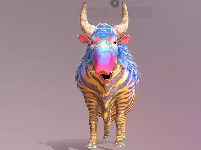 Mythical Zebra COW CHAWING IDLE