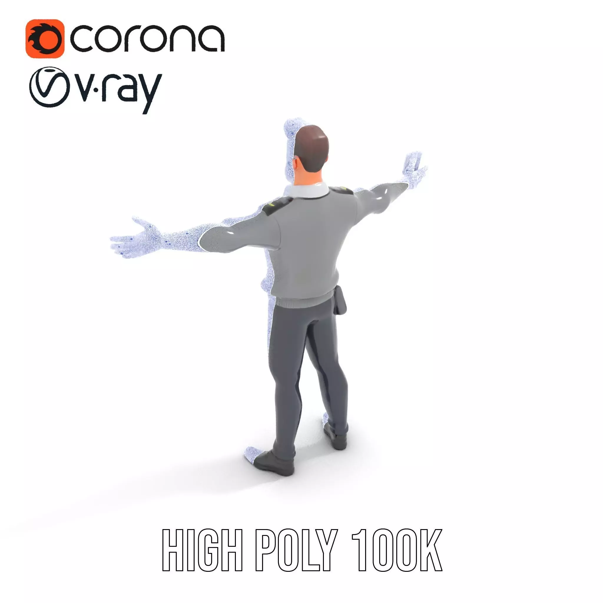 Police Officer Character Model Pack with Uniform and Accessories Low-poly 3D model_31