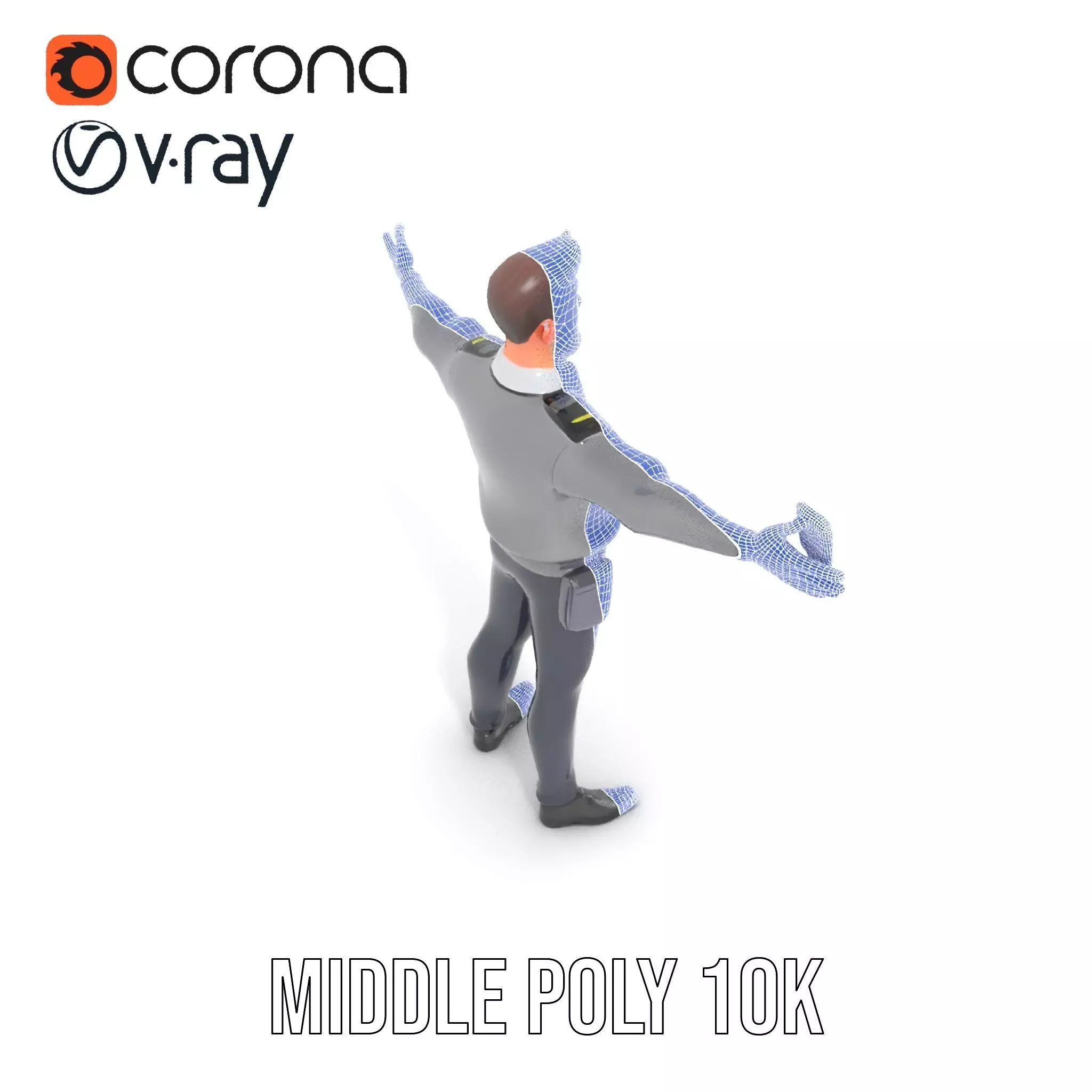 Police Officer Character Model Pack with Uniform and Accessories Low-poly 3D model_15