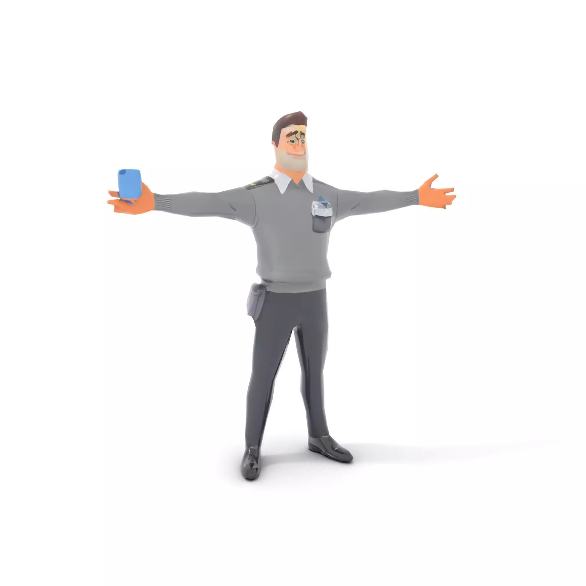 Police Officer Character Model Pack with Uniform and Accessories Low-poly 3D model_19